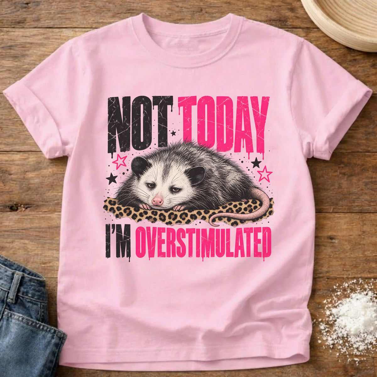 Knead More Fun Not Today Overstimulated t-shirt in Blossom