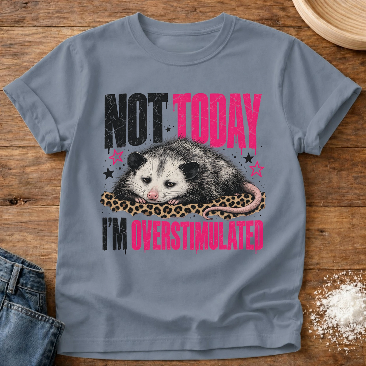 Knead More Fun Not Today Overstimulated t-shirt in Blue Jean
