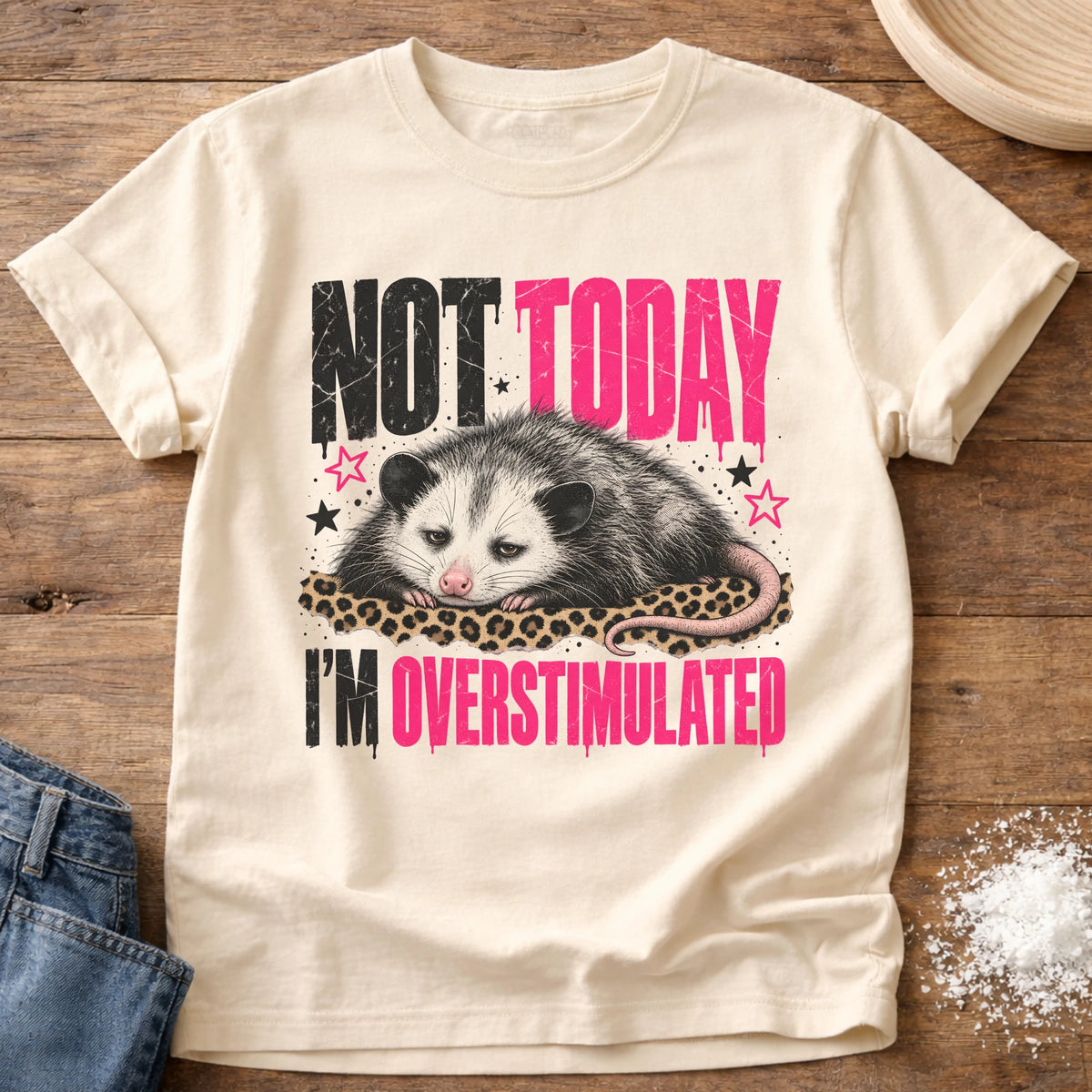 Knead More Fun Not Today Overstimulated t-shirt in Ivory
