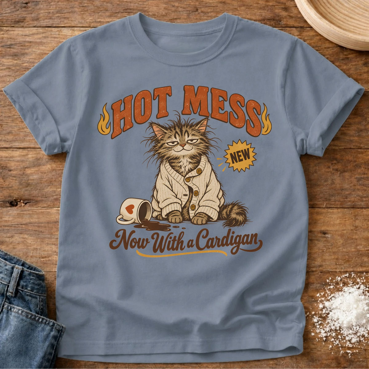 Knead More Fun Now With Cardigan t-shirt in Blue Jean