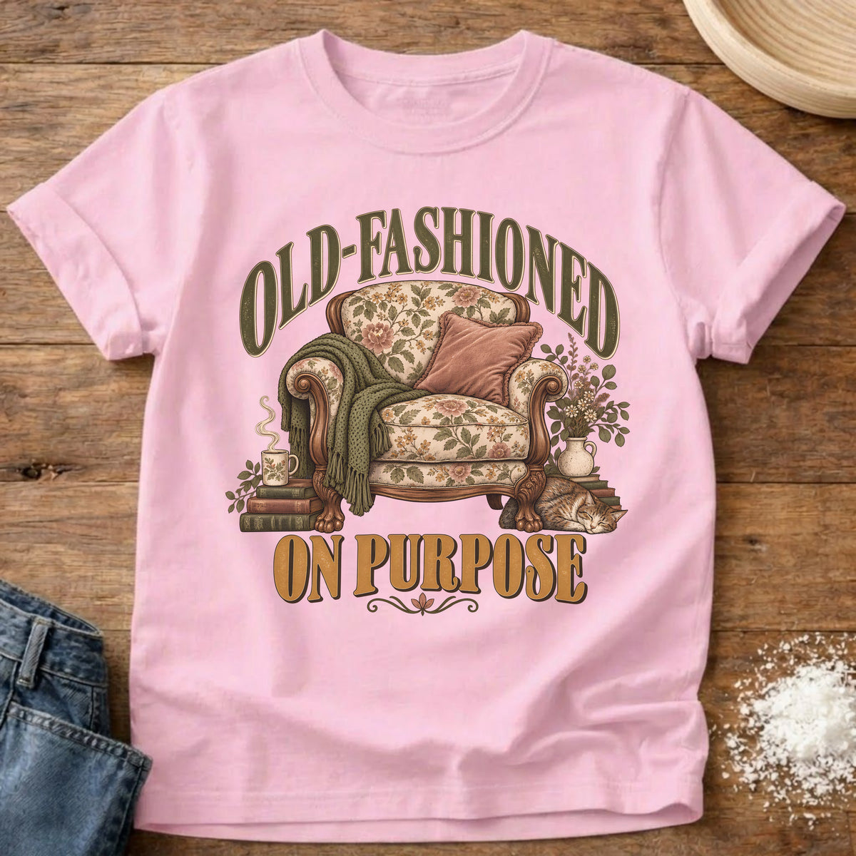 Knead More Fun Old-Fashioned On Purpose grannycore t-shirt in Blossom