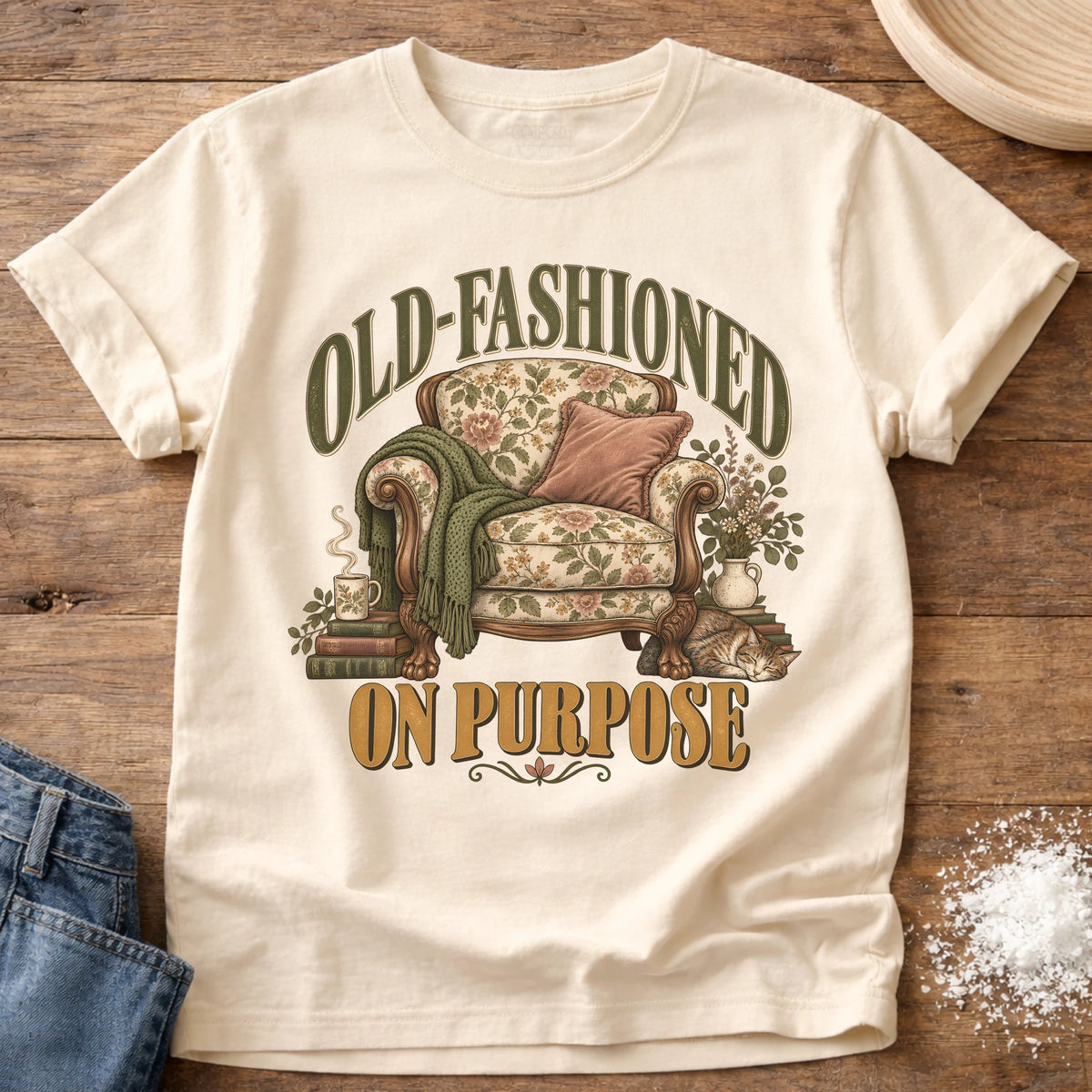 Knead More Fun Old-Fashioned On Purpose grannycore t-shirt in Ivory