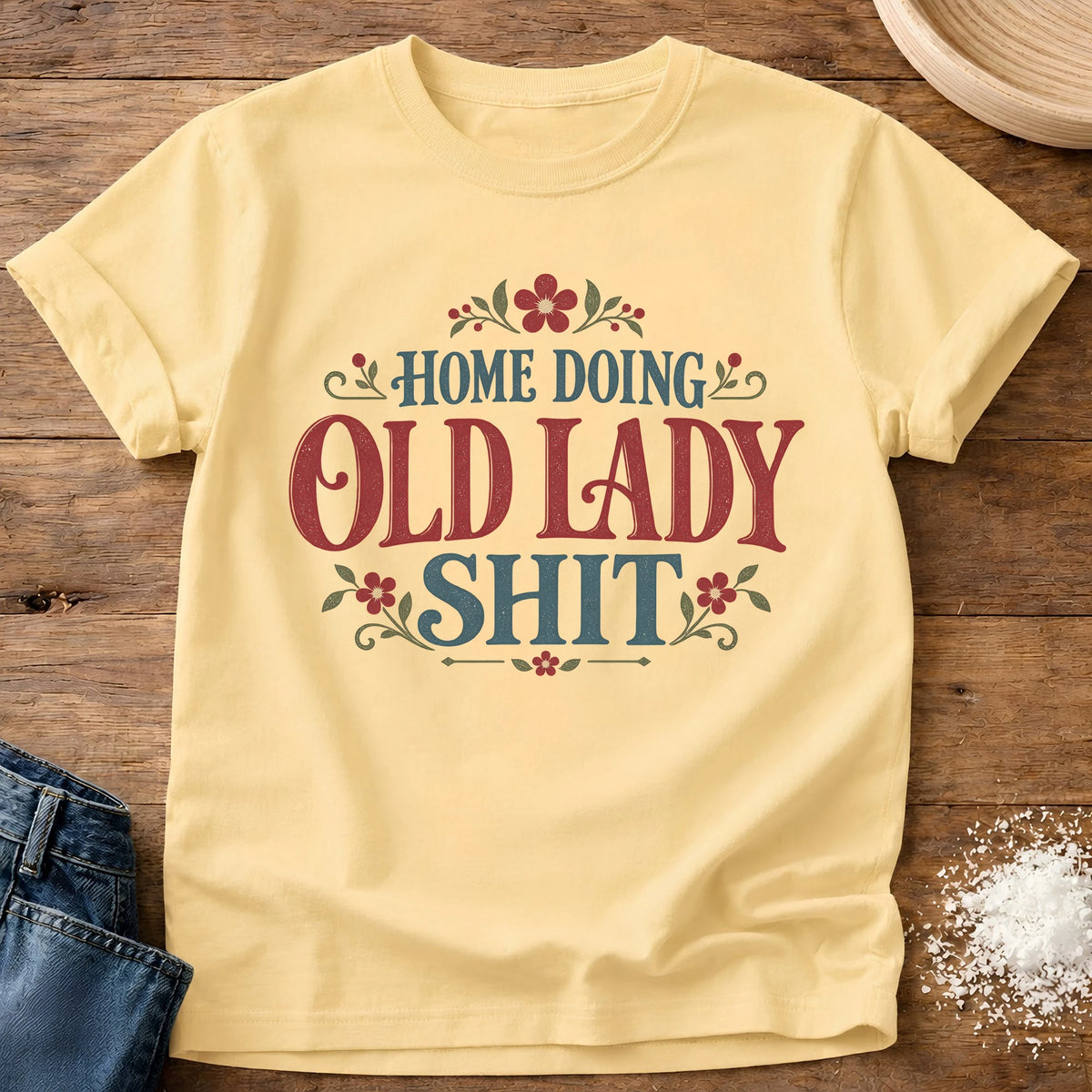 Knead More Fun Old Lady Shit t-shirt in Butter