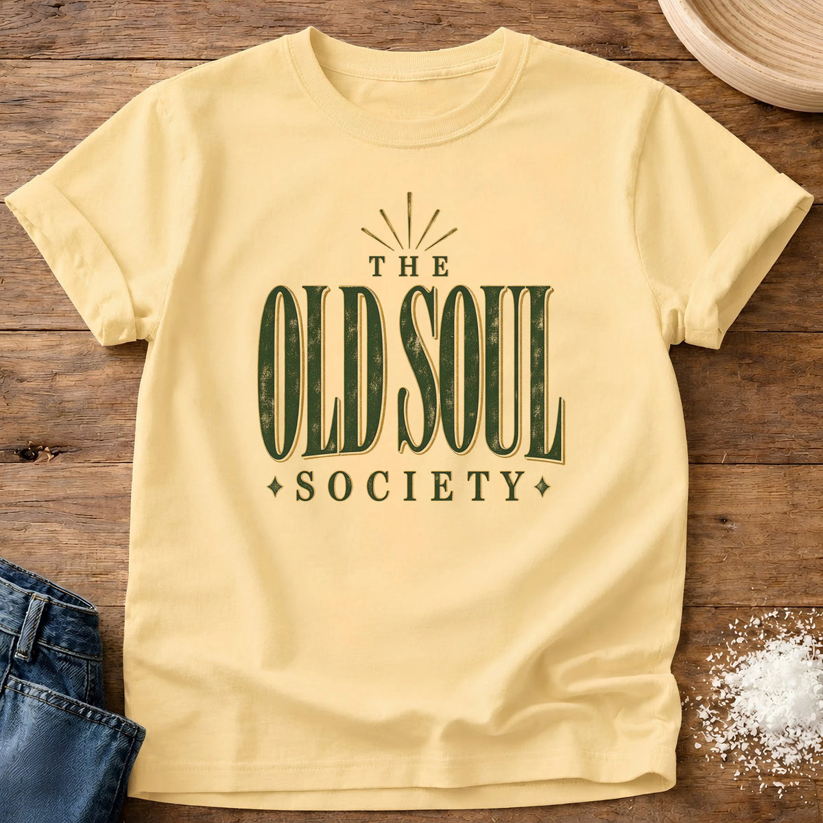 Knead More Fun Old Soul Society grannycore t-shirt in Butter