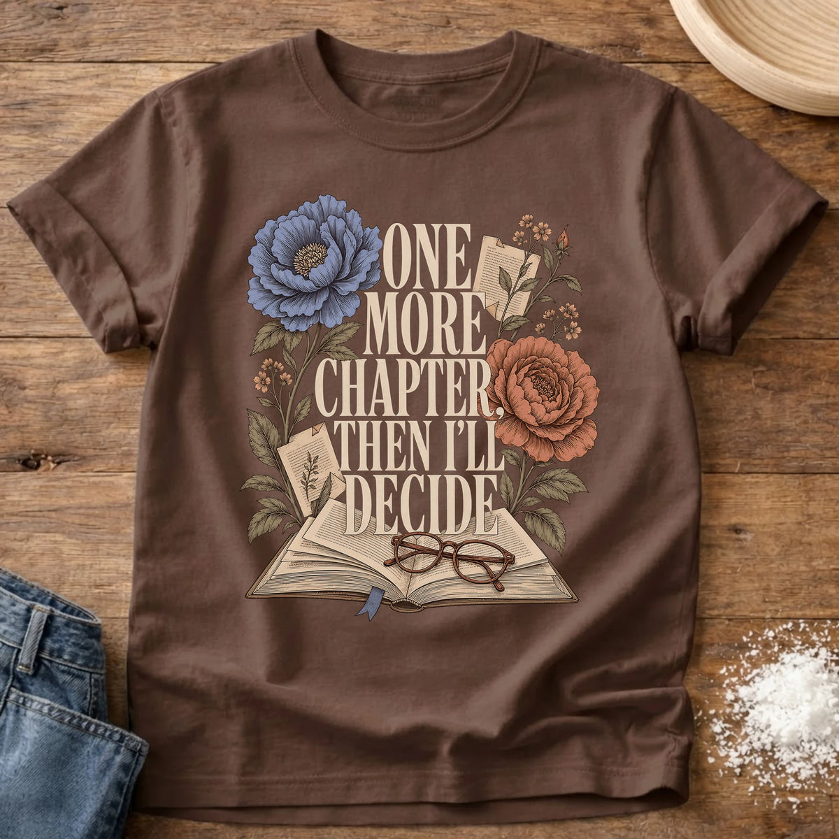 Knead More Fun One More Chapter homebody t-shirt in Espresso