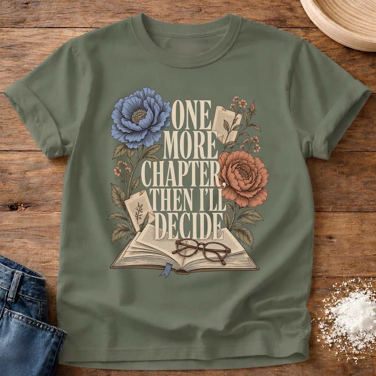 Knead More Fun One More Chapter homebody t-shirt in Moss