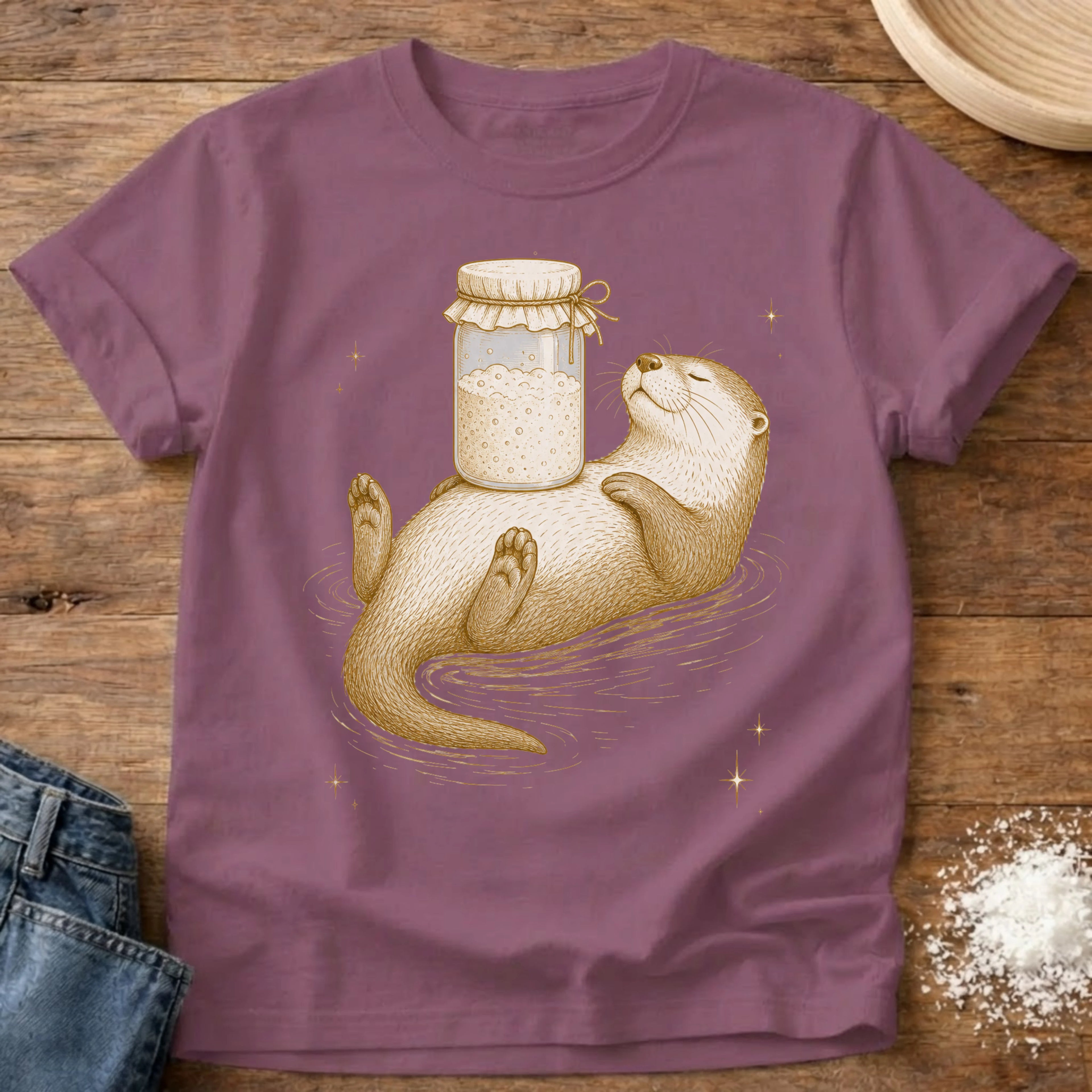 Knead More Fun Otter Starter t-shirt in Berry