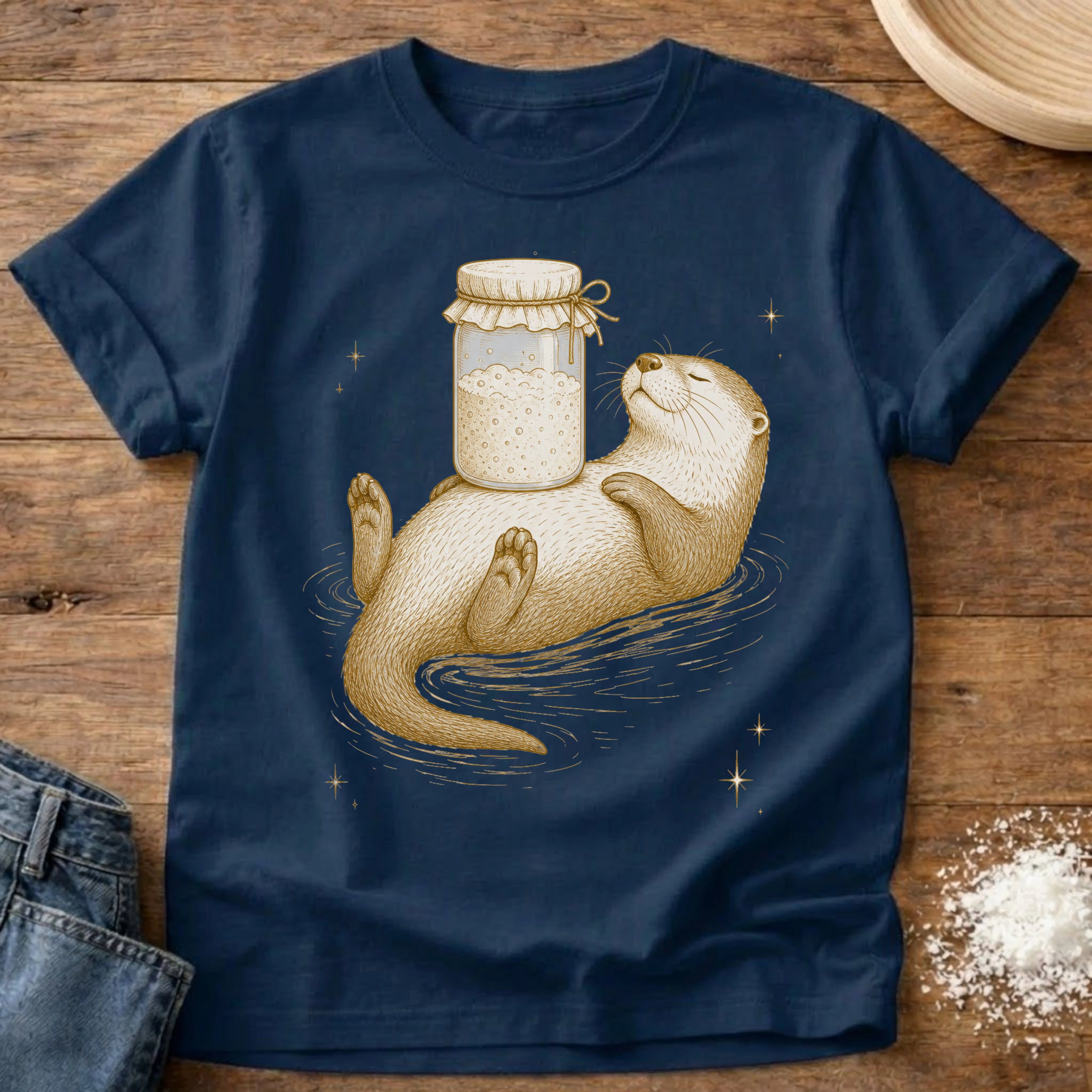 Knead More Fun Otter Starter t-shirt in Navy