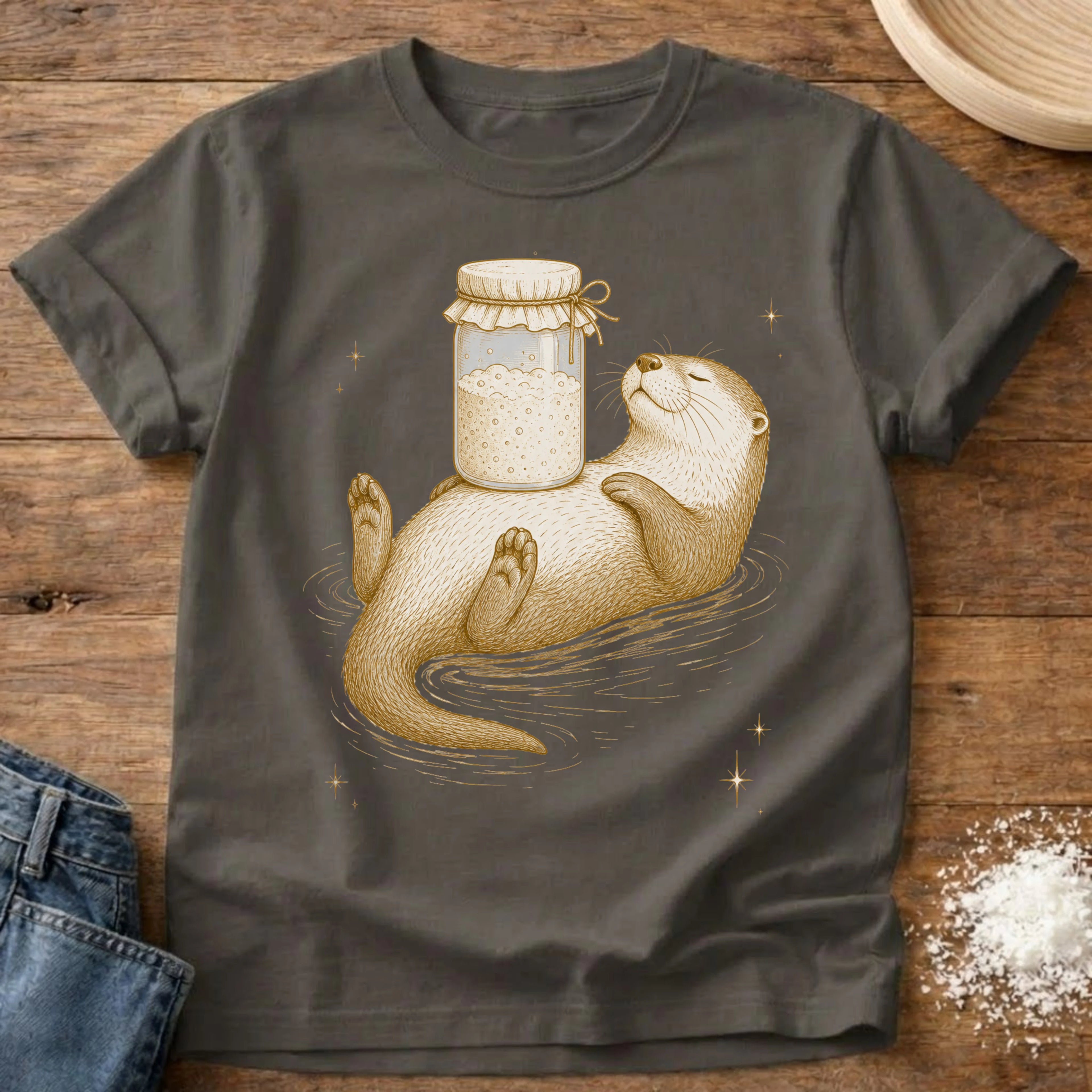 Knead More Fun Otter Starter t-shirt in Pepper
