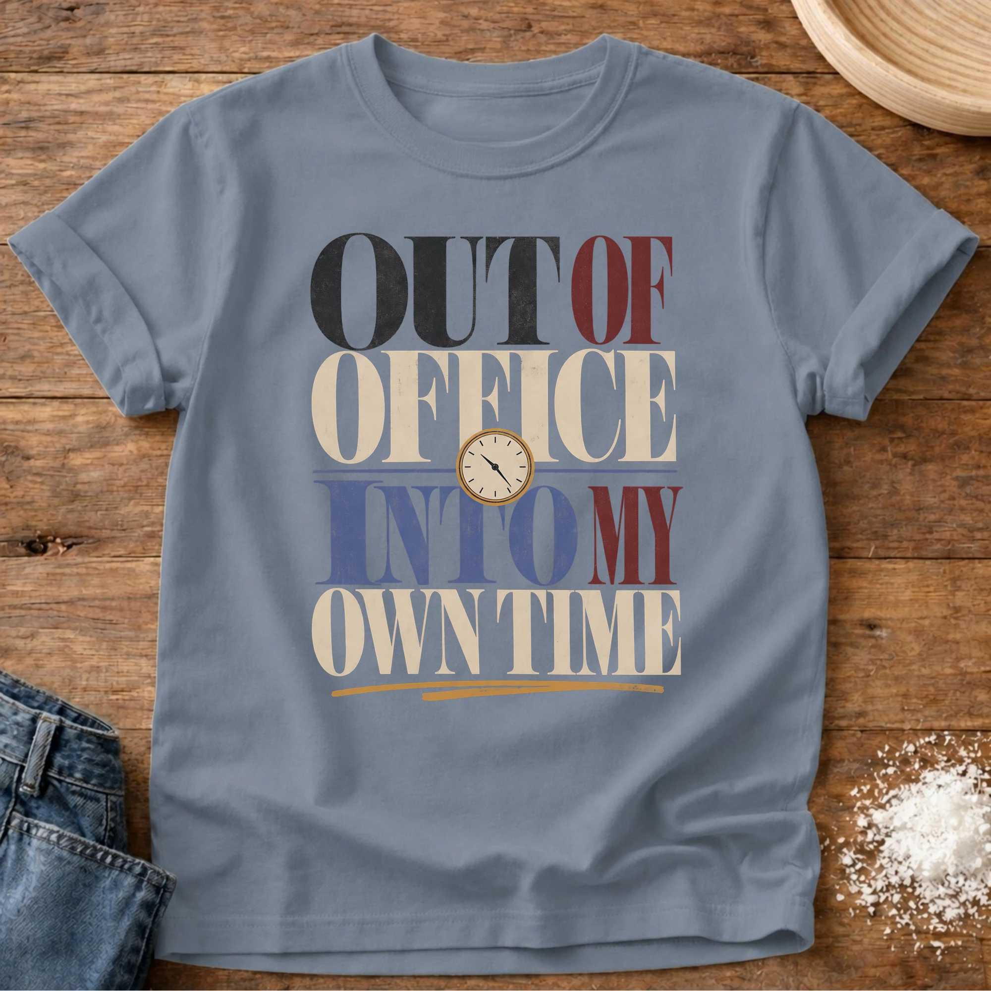 Knead More Fun out of office homebody t-shirt in Blue Jean