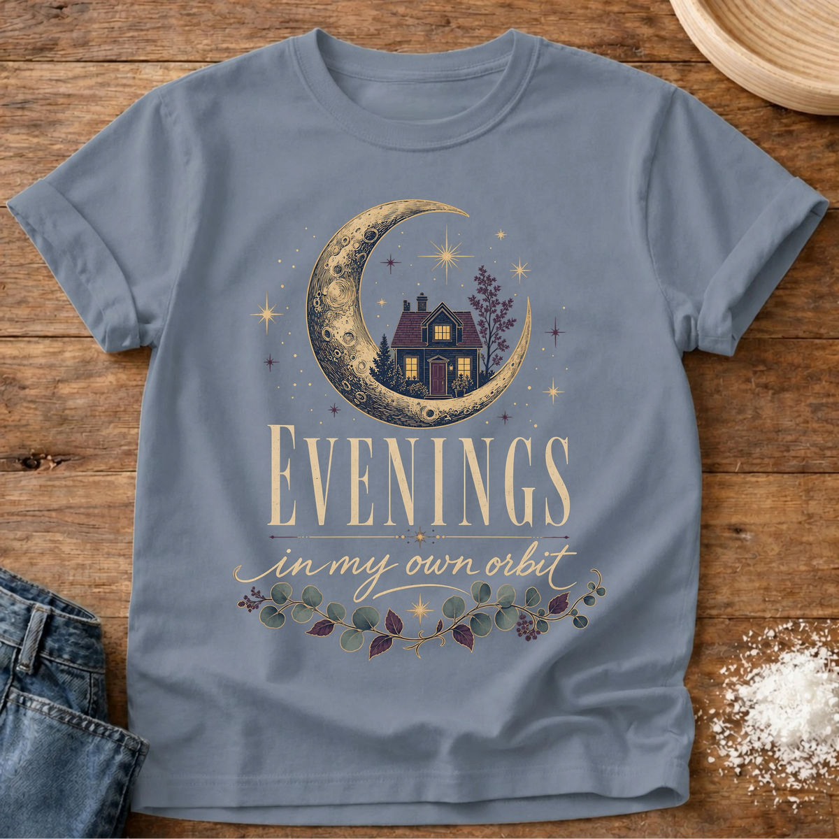 Knead More Fun Own Orbit homebody t-shirt in Blue Jean
