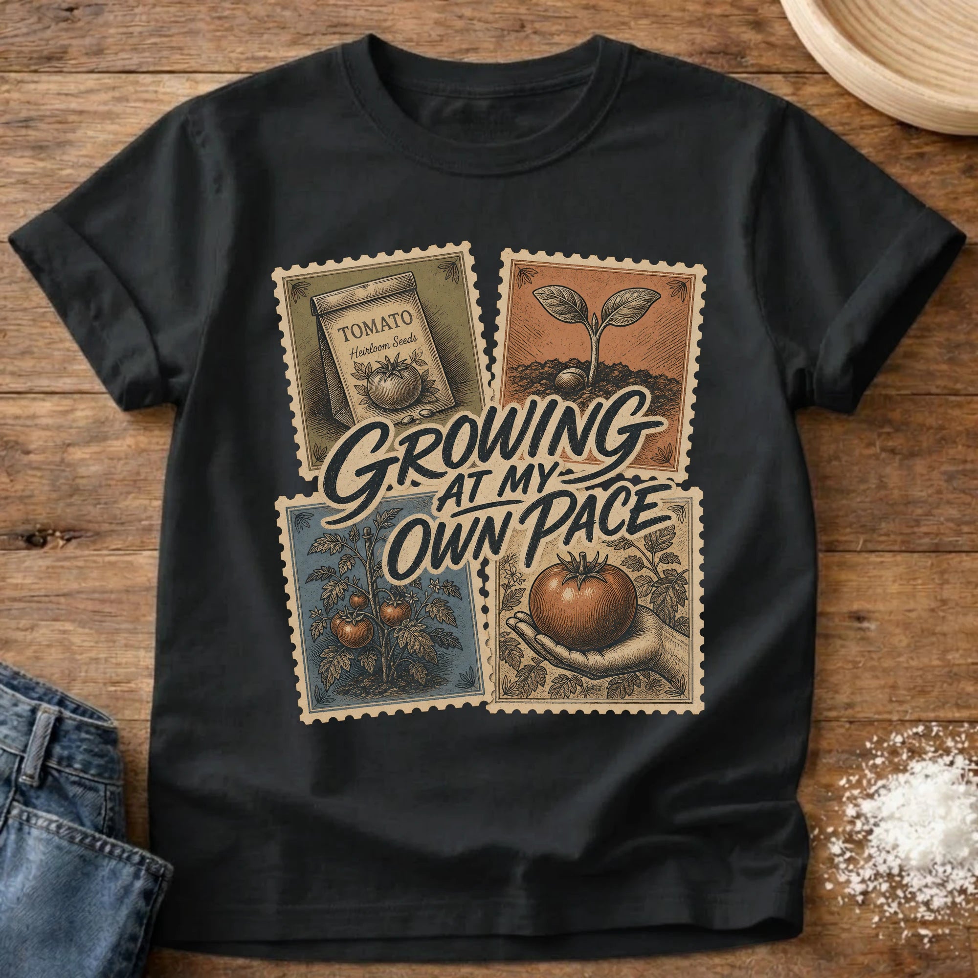 Knead More Fun Growing At My Own Pace garden t-shirt in Black