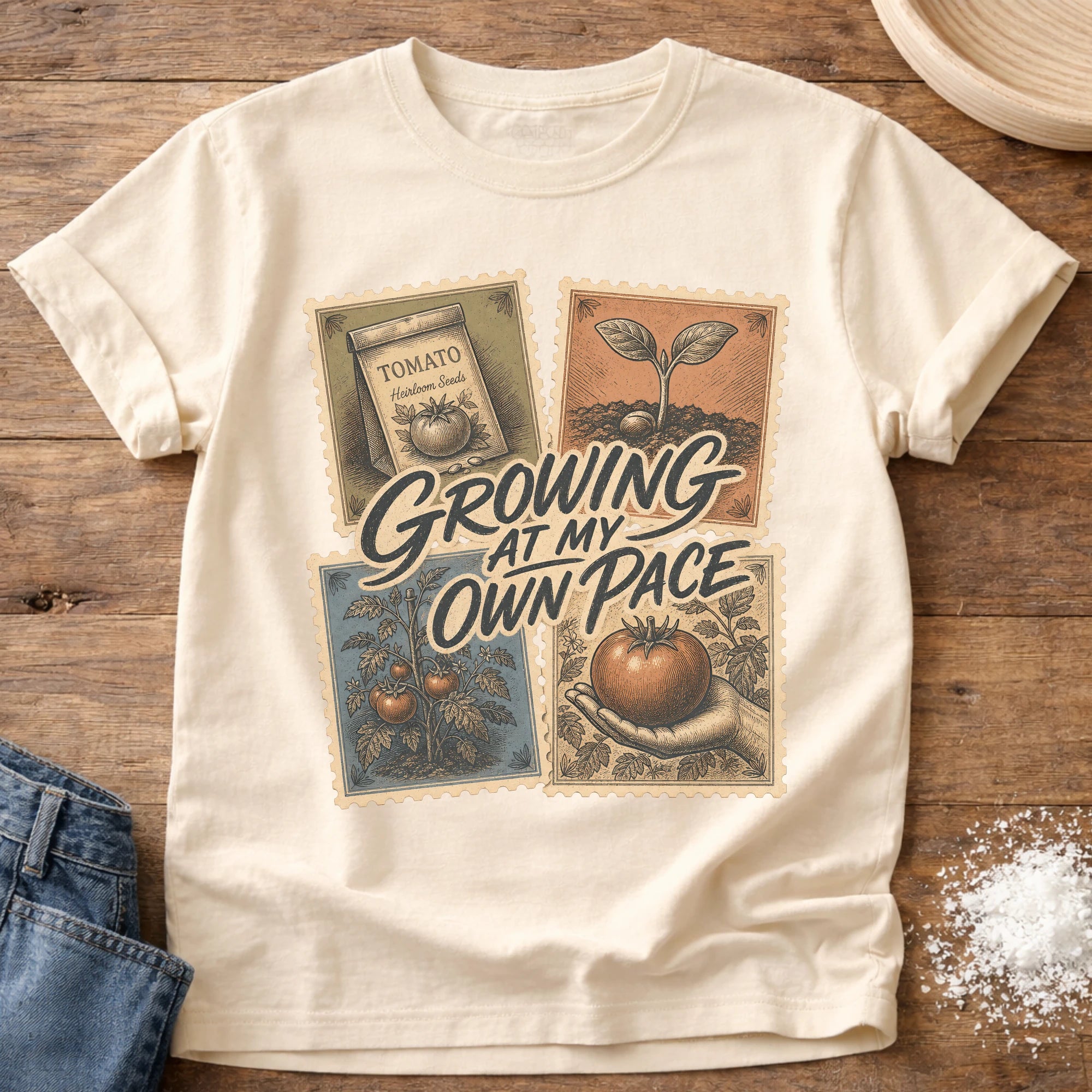 Knead More Fun Growing At My Own Pace garden t-shirt in Ivory