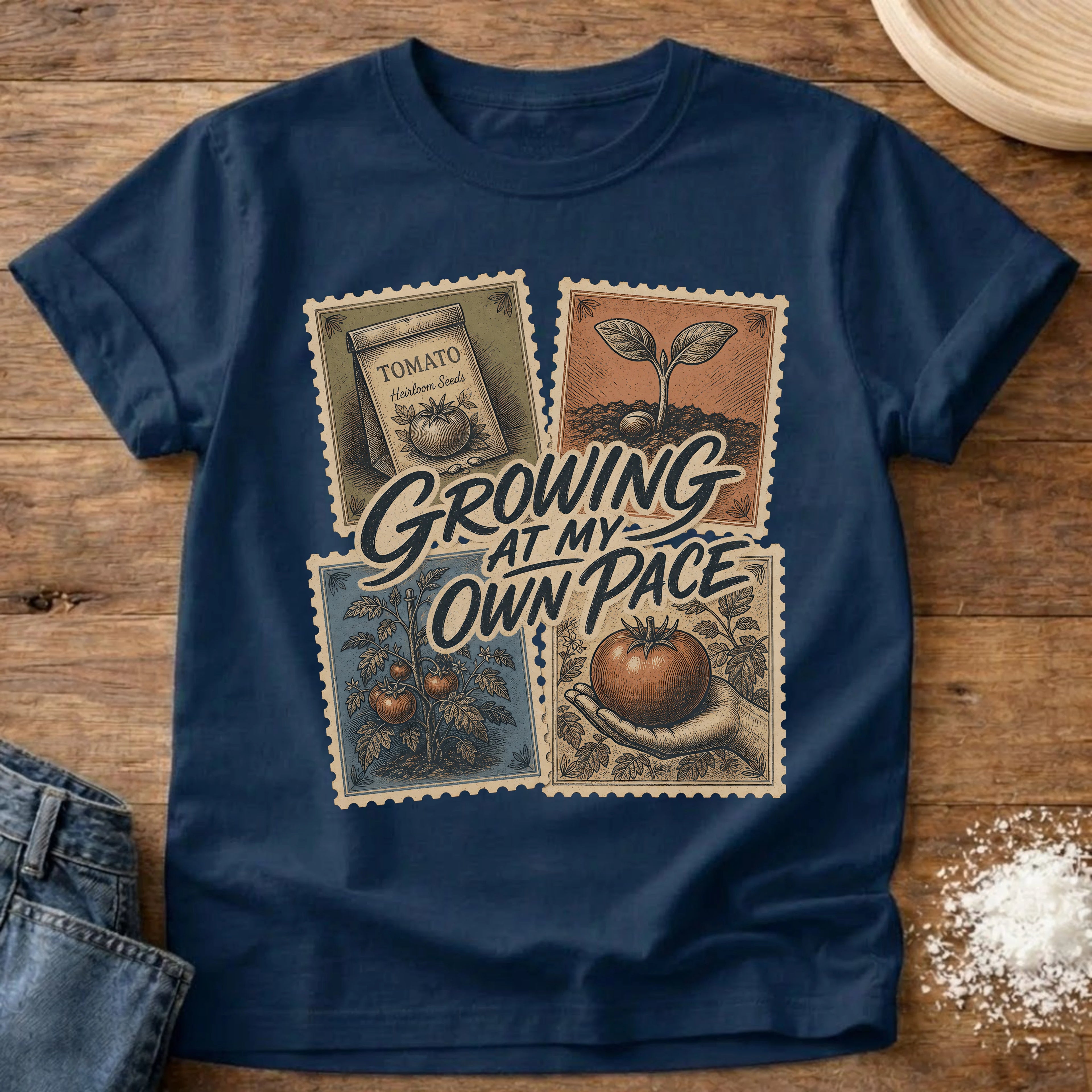 Knead More Fun Growing At My Own Pace garden t-shirt in Navy
