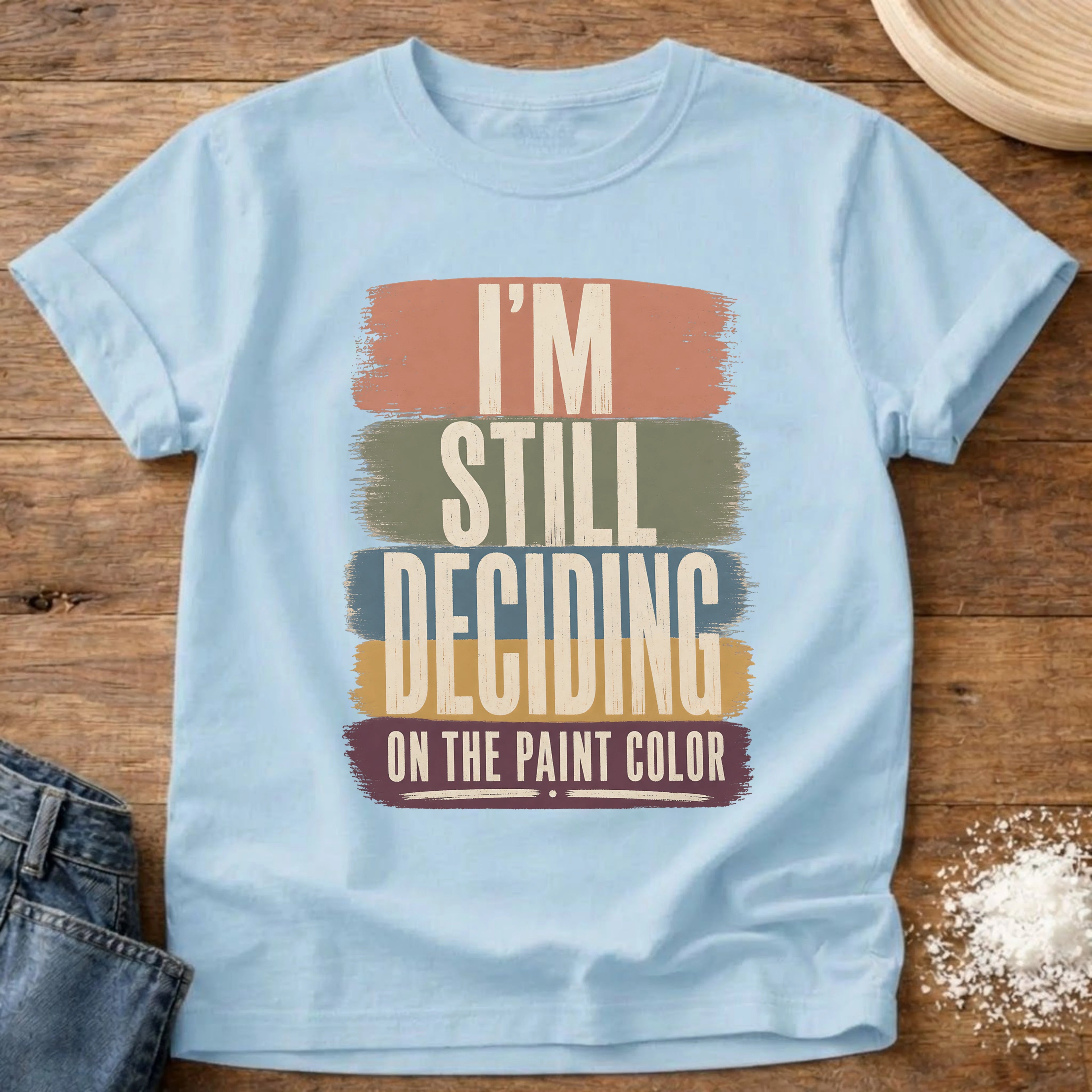 Knead More Fun paint color home project t-shirt in Chambray