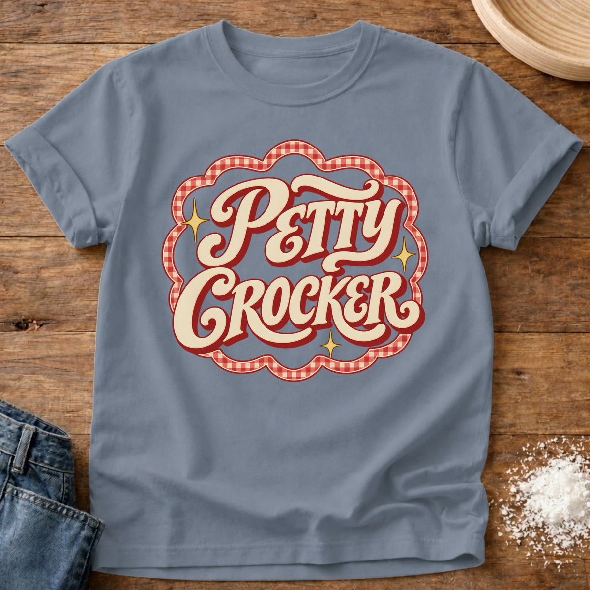 Knead More Fun Petty Crocker t-shirt in Blue Jean