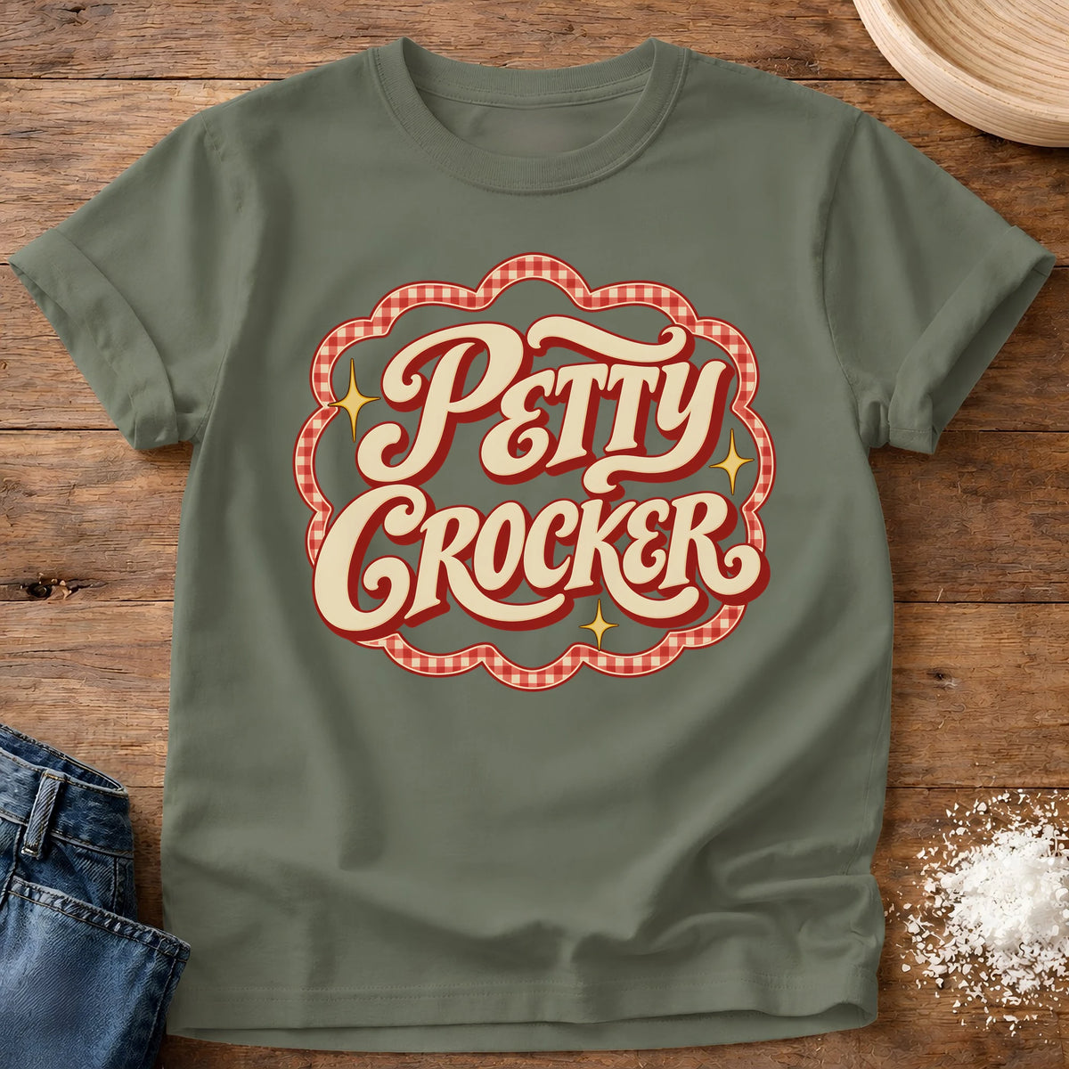 Knead More Fun Petty Crocker t-shirt in Moss