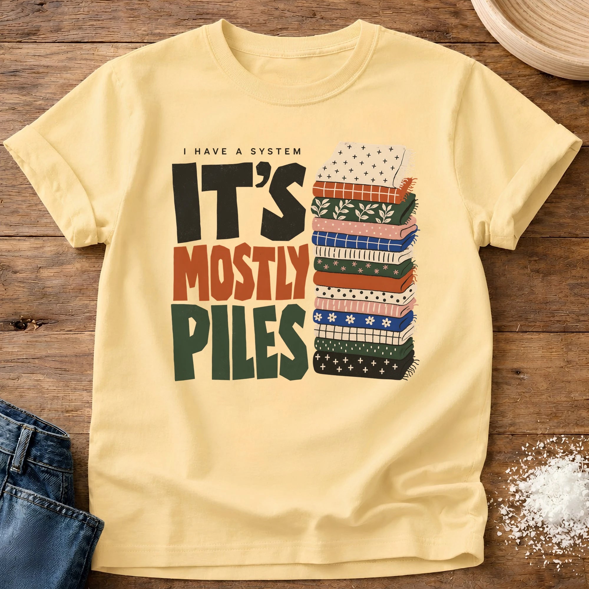 Knead More Fun piles system quilting t-shirt in Butter