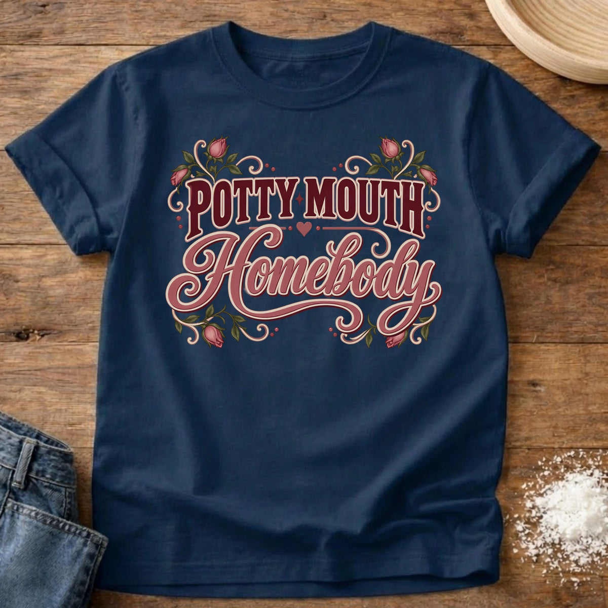 Knead More Fun Potty Mouth Homebody t-shirt in Navy