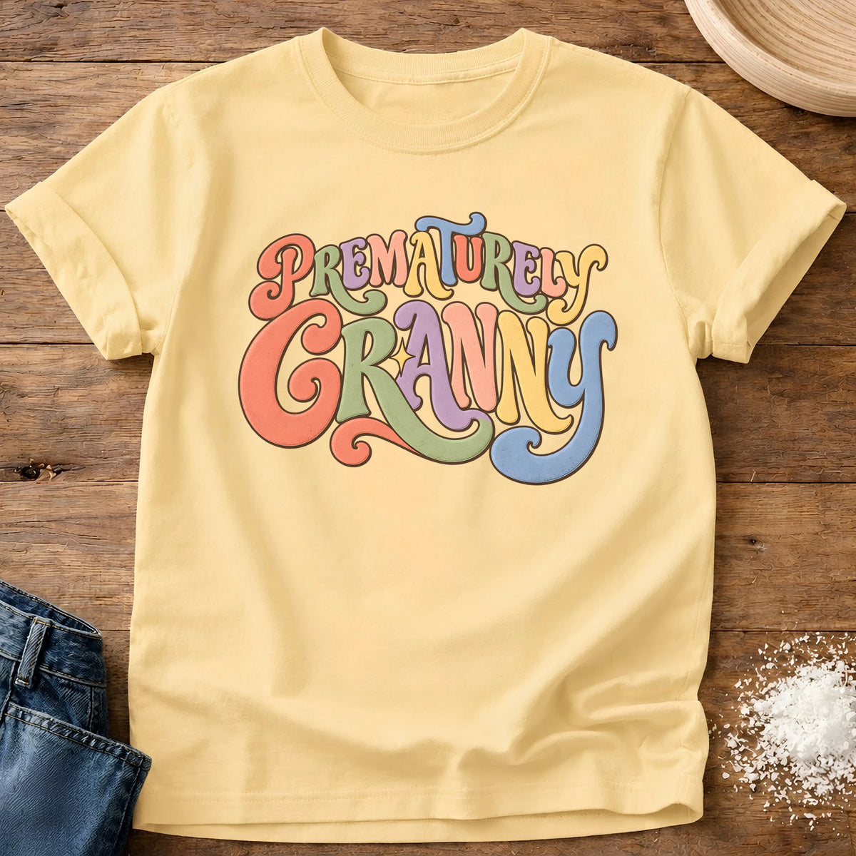 Knead More Fun Prematurely Granny grannycore t-shirt in Butter