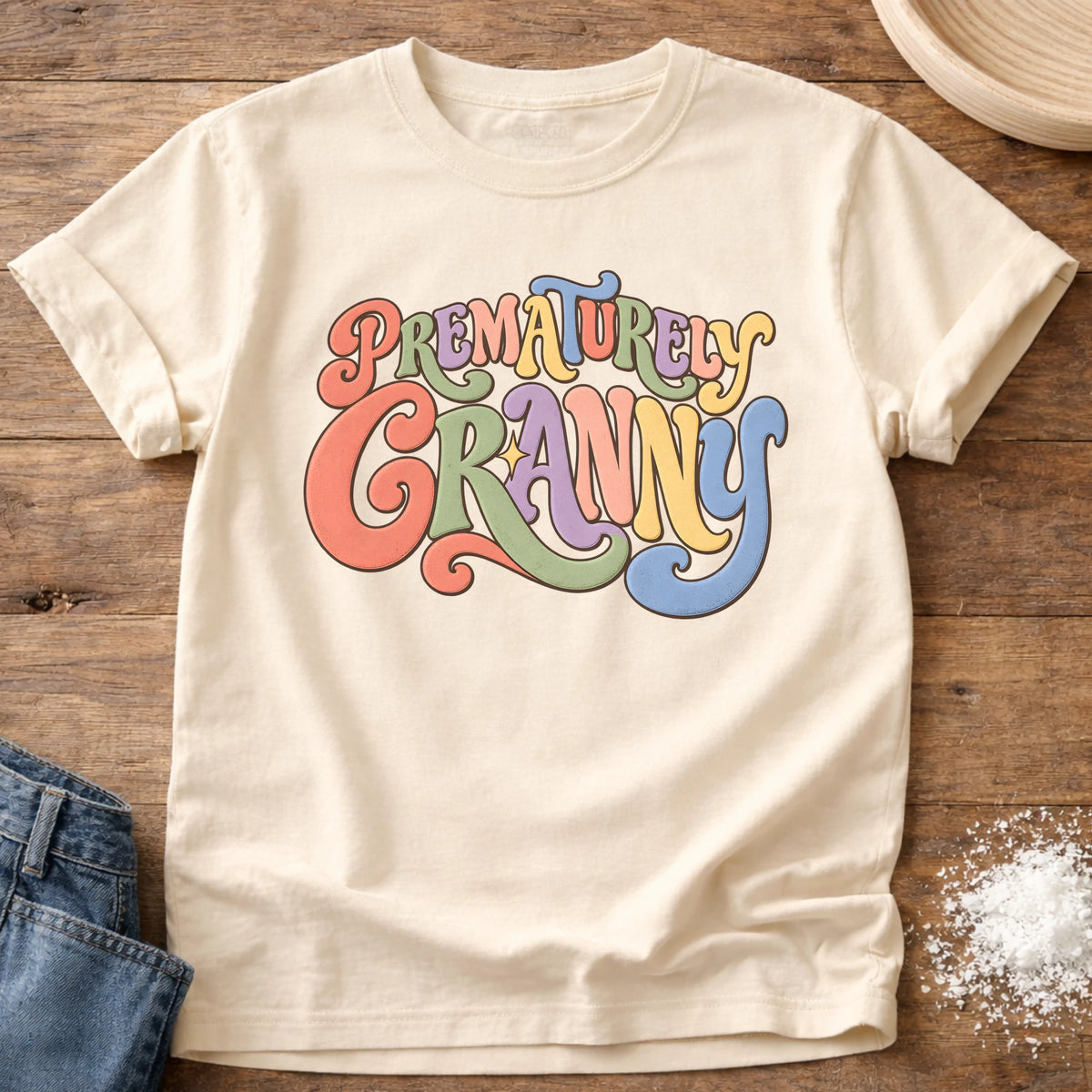 Knead More Fun Prematurely Granny grannycore t-shirt in Ivory