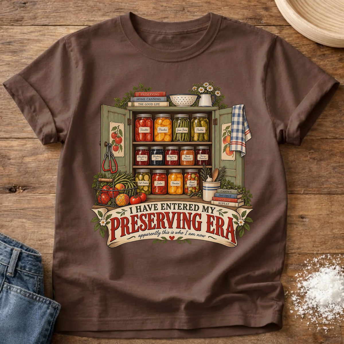 Knead More Fun Preserving Era canning and preserving t-shirt in Espresso