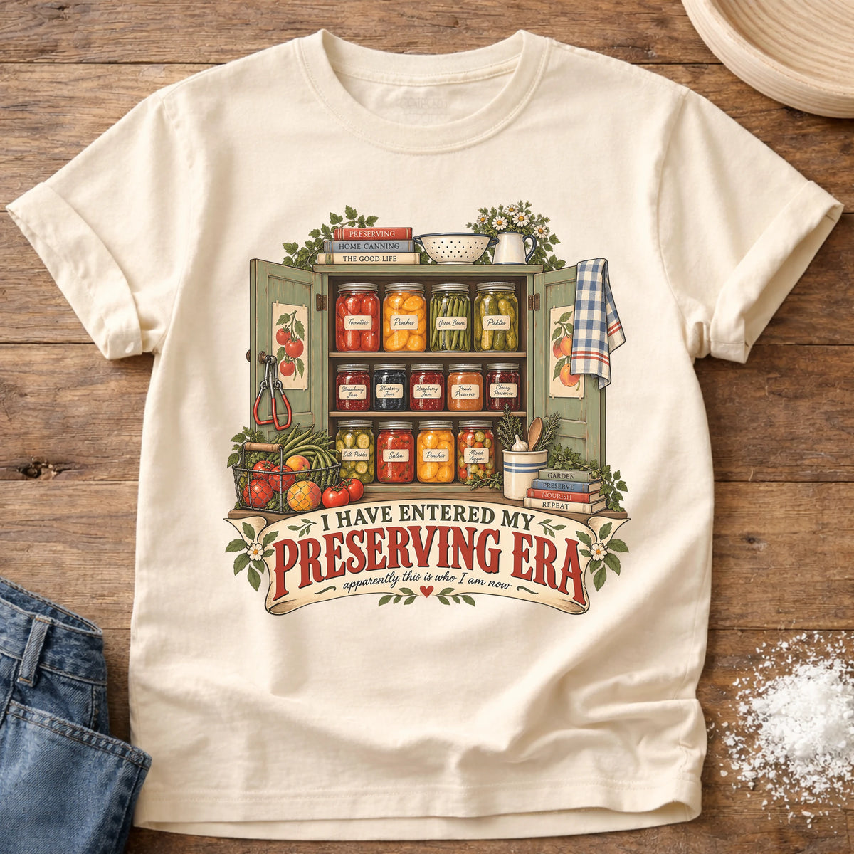 Knead More Fun Preserving Era canning and preserving t-shirt in Ivory