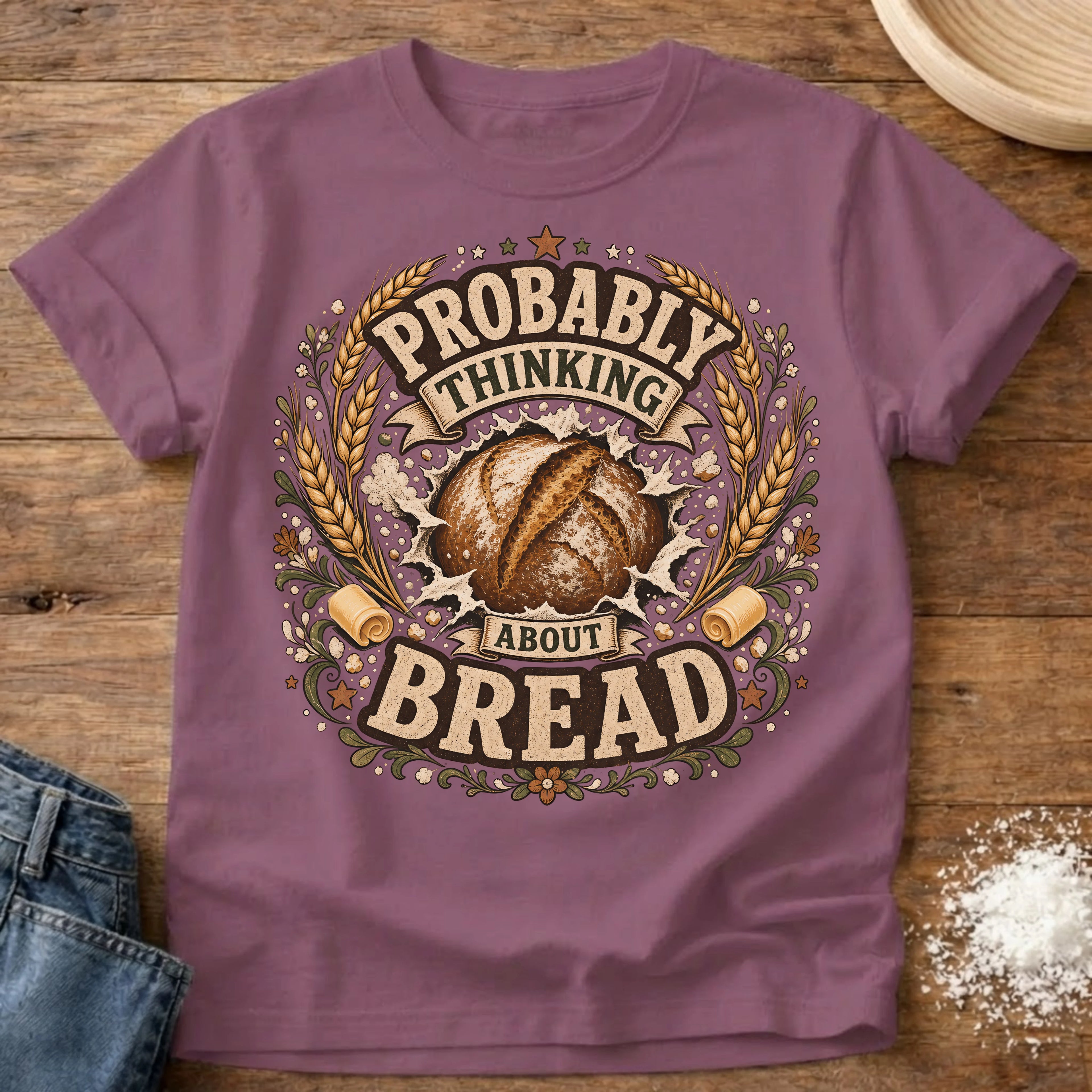 Knead More Fun Probably Thinking About Bread sourdough t-shirt in Berry