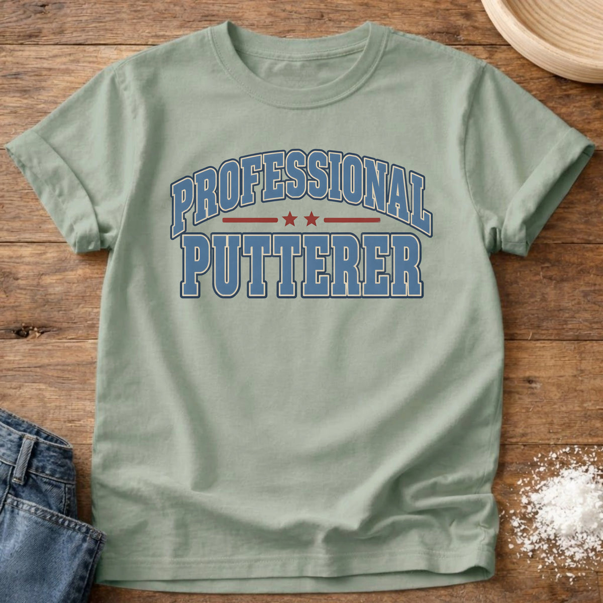 Knead More Fun Professional Putterer grannycore t-shirt in Bay