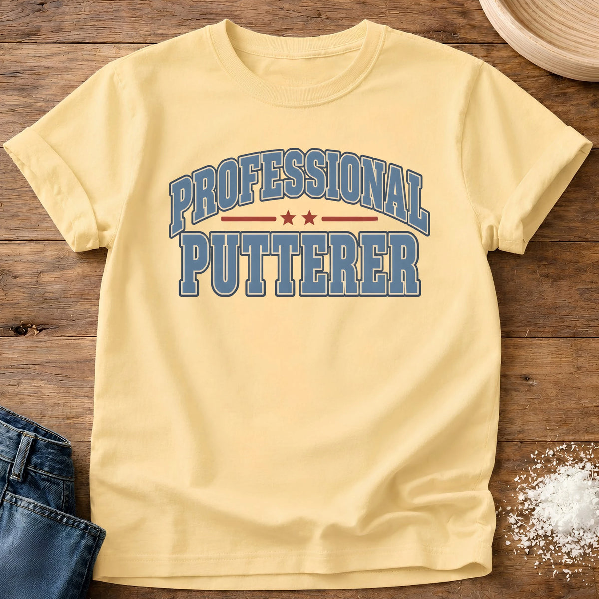 Knead More Fun Professional Putterer grannycore t-shirt in Butter