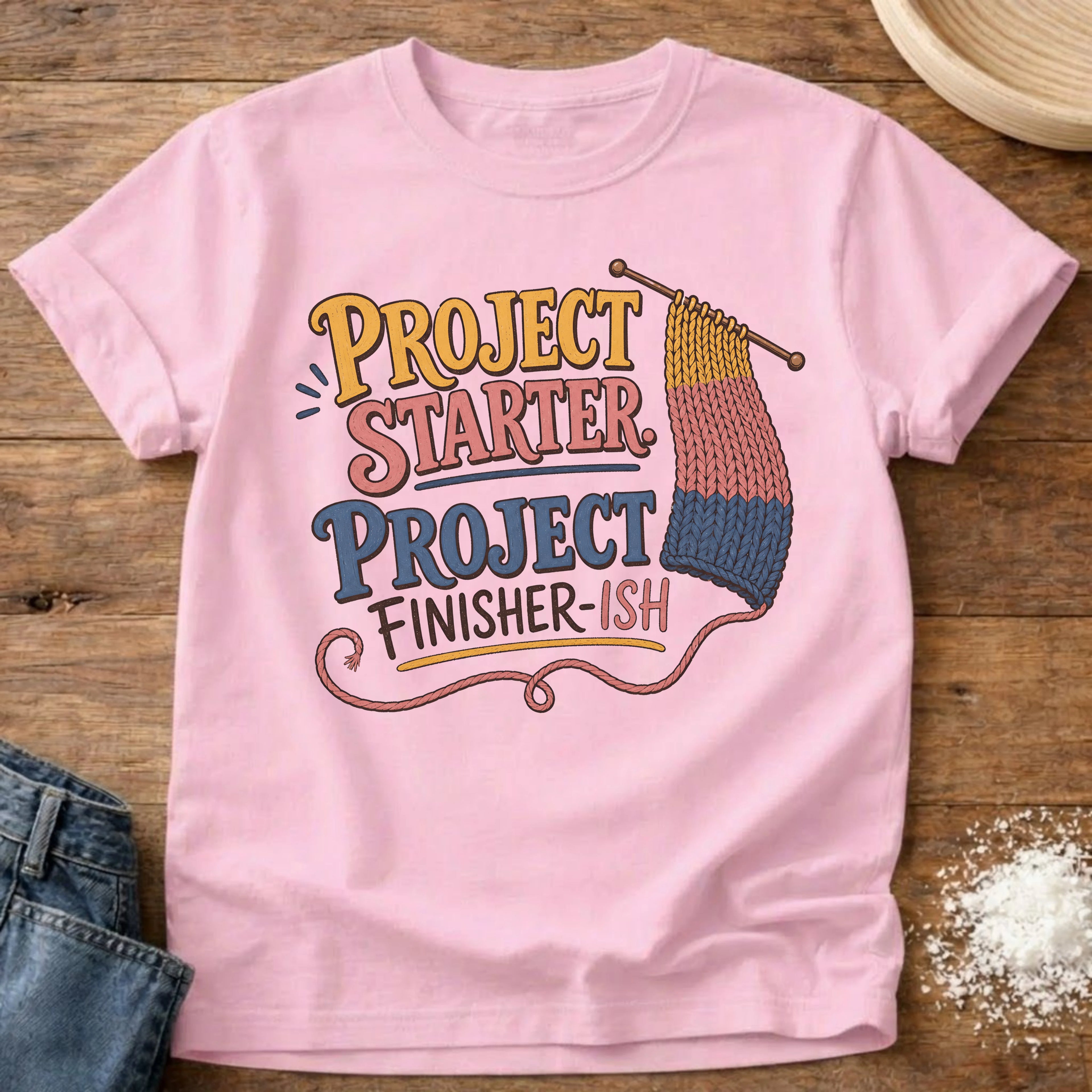 Knead More Fun Project Finisher-ish knitting t-shirt in Blossom