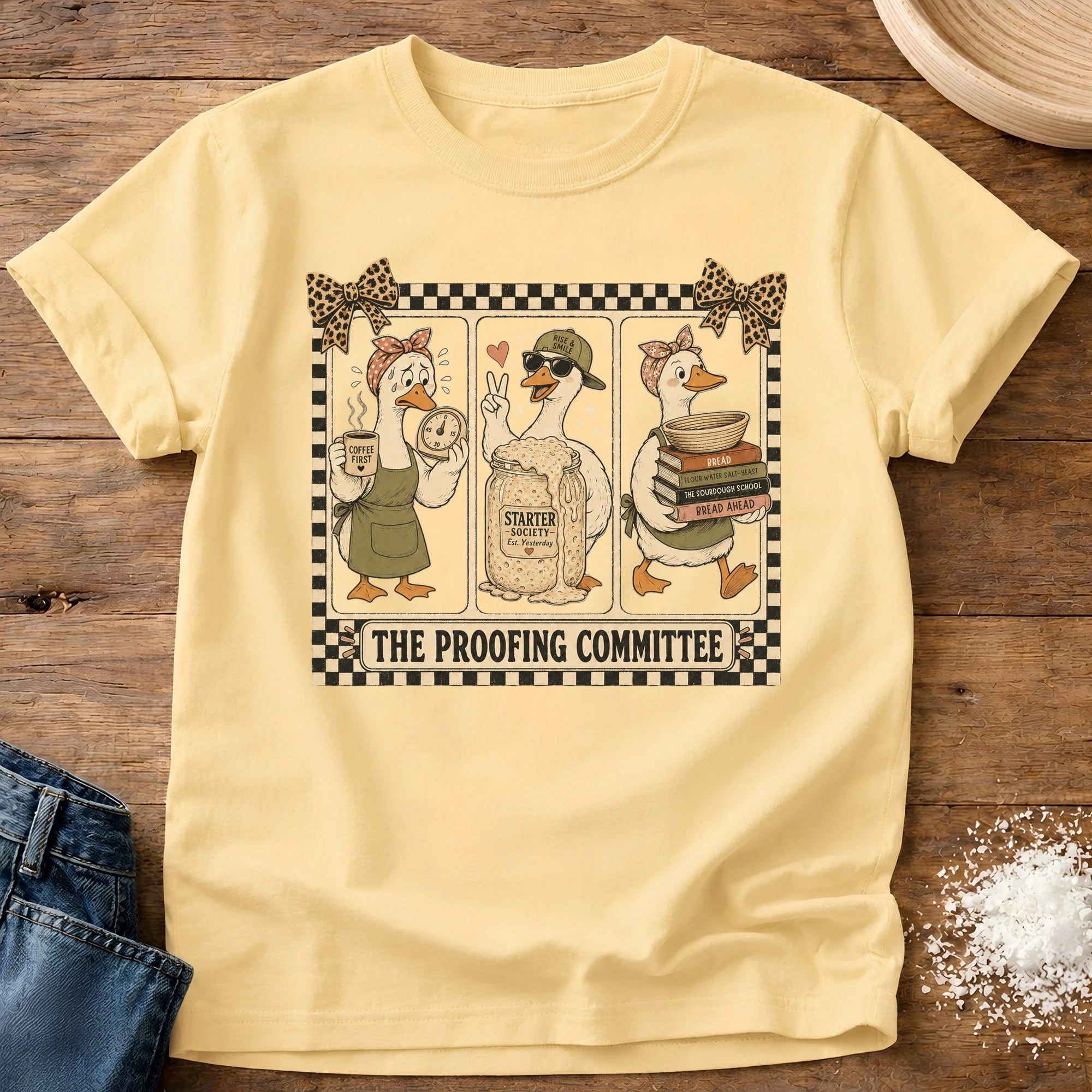 Knead More Fun Proofing Committee sourdough t-shirt in Butter