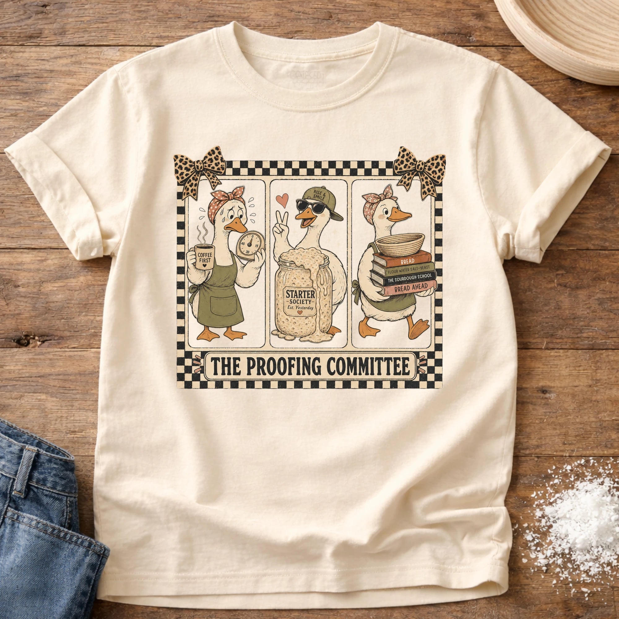 Knead More Fun Proofing Committee sourdough t-shirt in Ivory