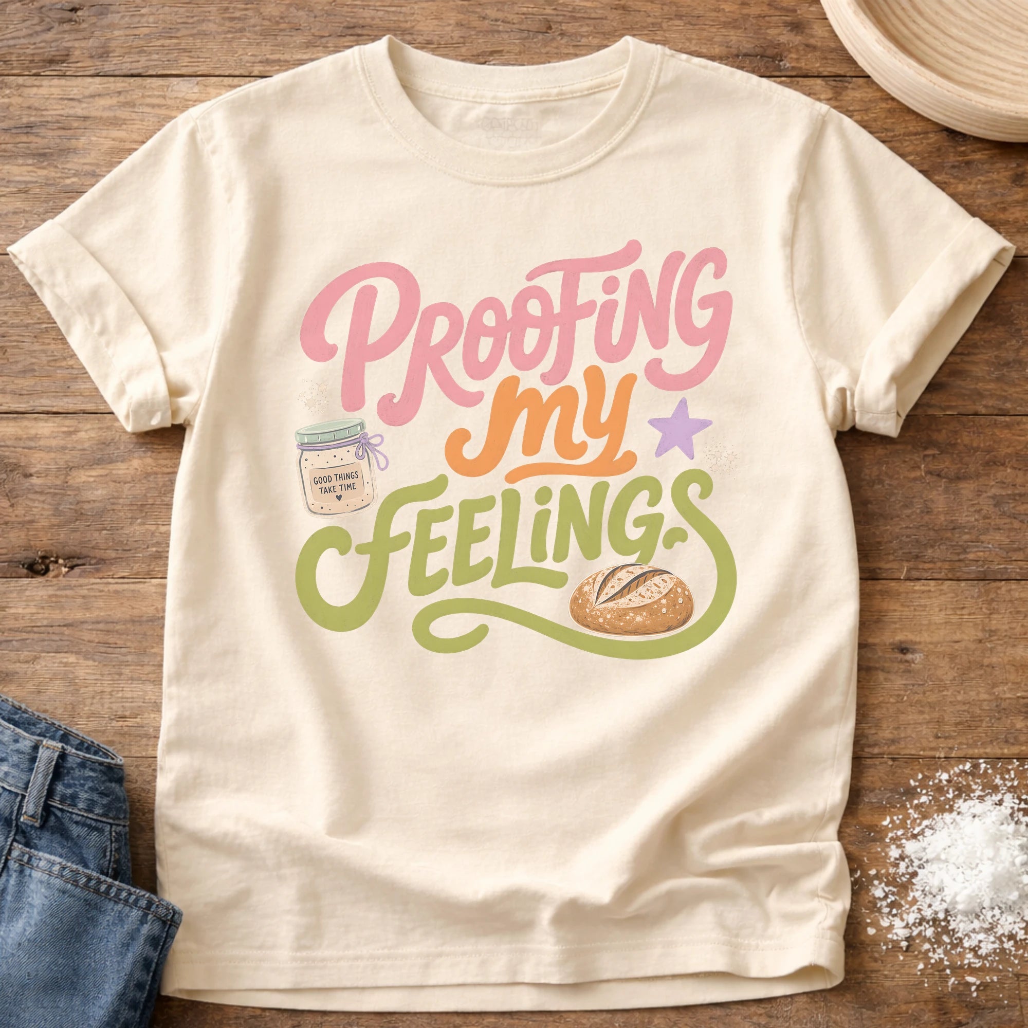 Knead More Fun Proofing My Feelings sourdough t-shirt in Ivory