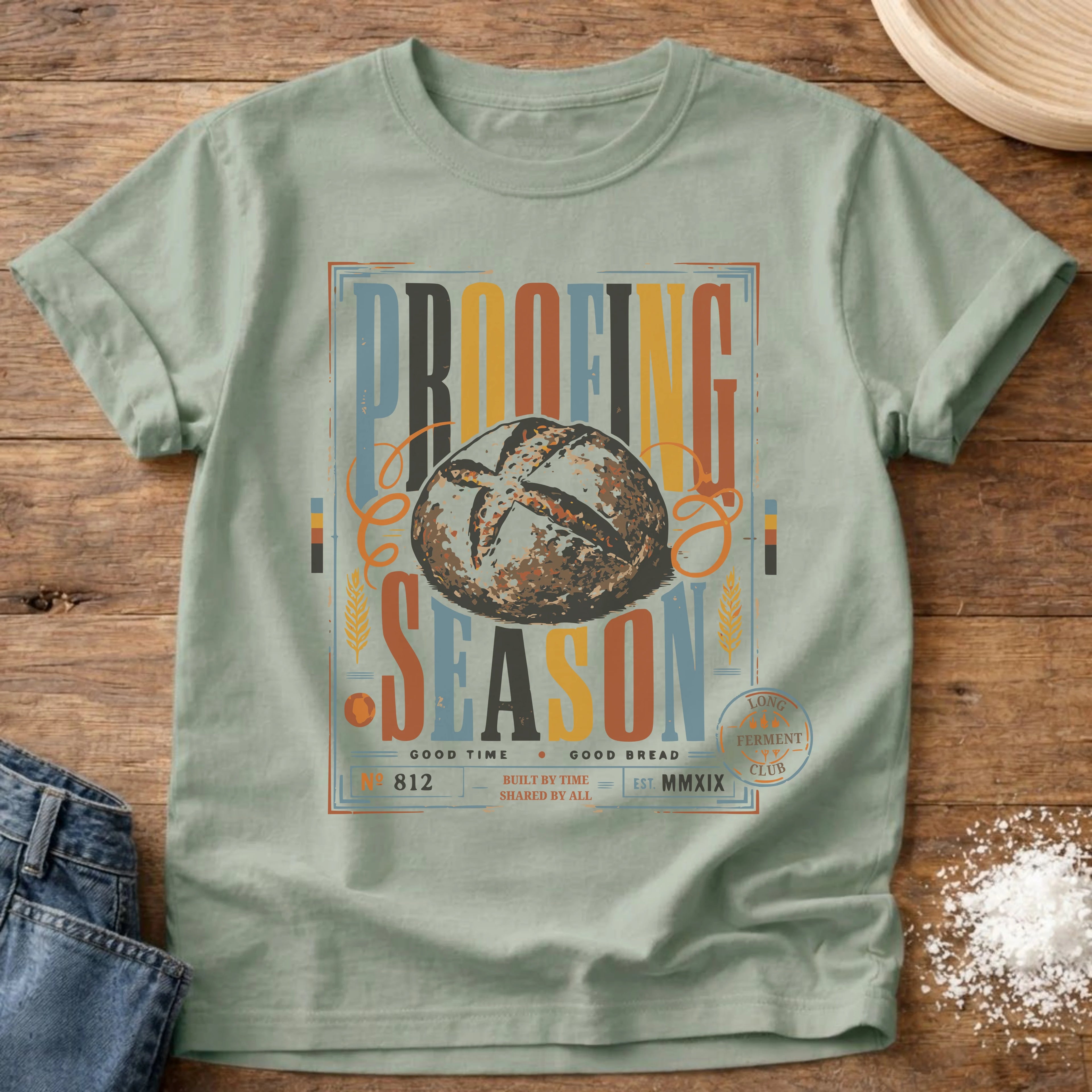 Knead More Fun Proofing Season Ticket sourdough t-shirt in Bay