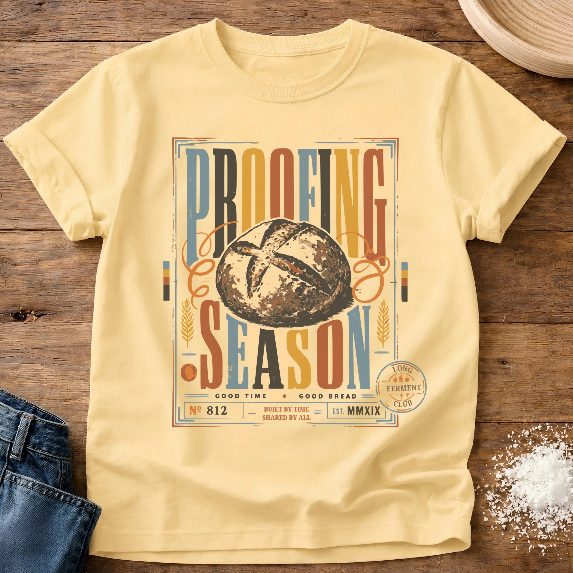 Knead More Fun Proofing Season Ticket sourdough t-shirt in Butter