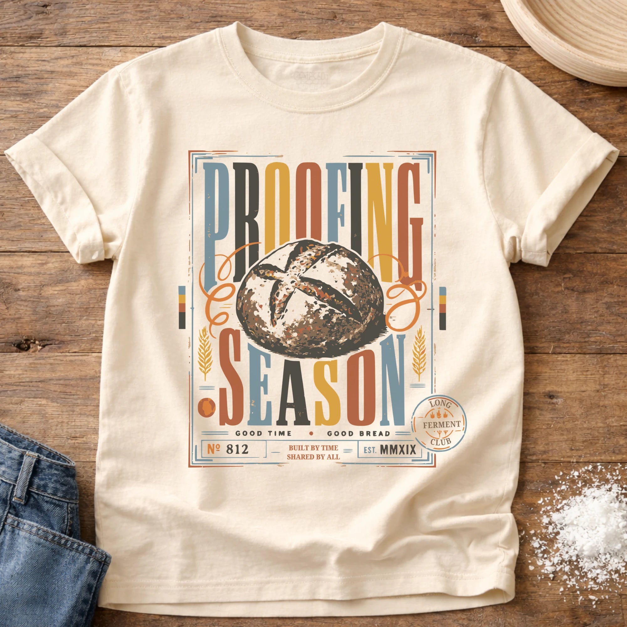 Knead More Fun Proofing Season Ticket sourdough t-shirt in Ivory
