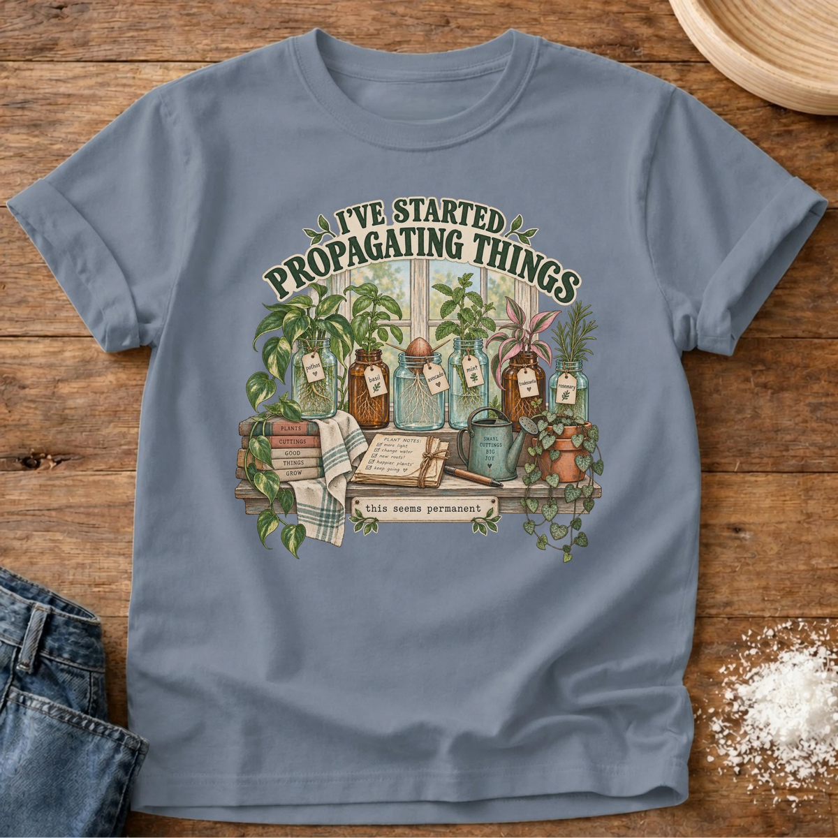 Knead More Fun Propagating graphic t-shirt in Blue Jean