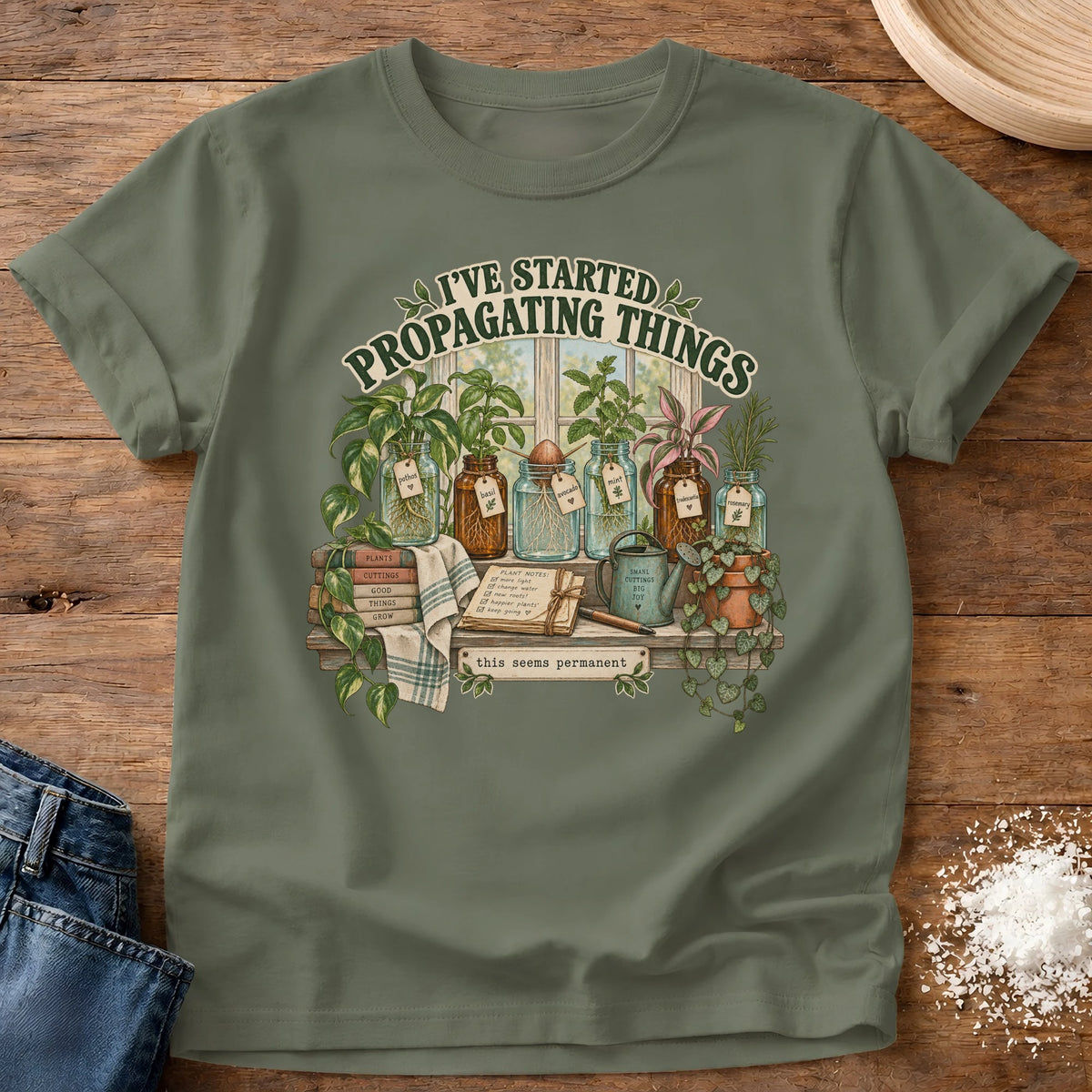 Knead More Fun Propagating graphic t-shirt in Moss