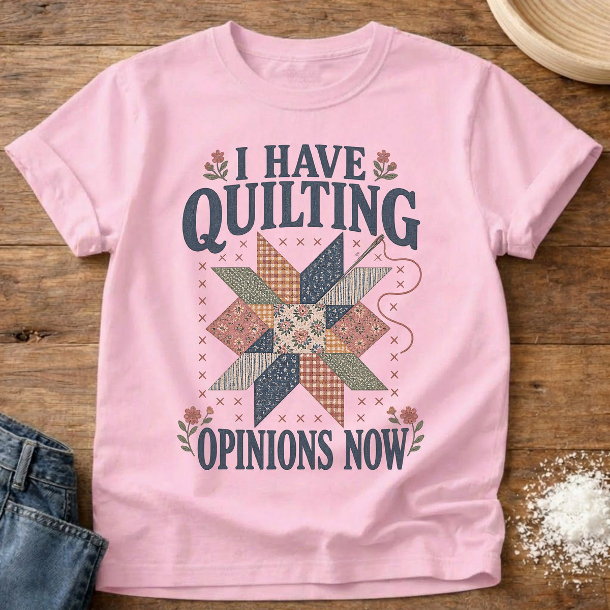 Knead More Fun Quilting Opinions quilting t-shirt in Blossom