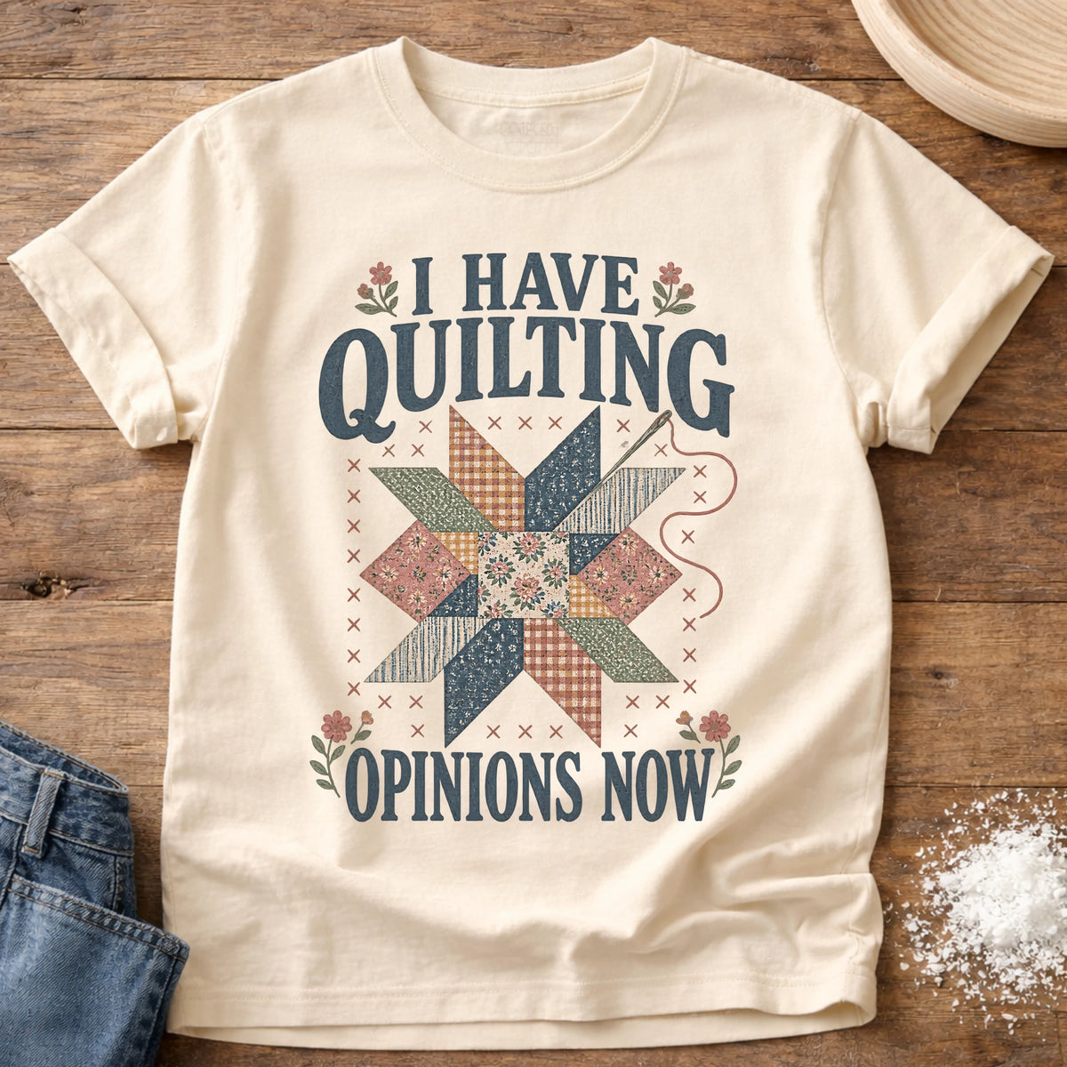 Knead More Fun Quilting Opinions quilting t-shirt in Ivory