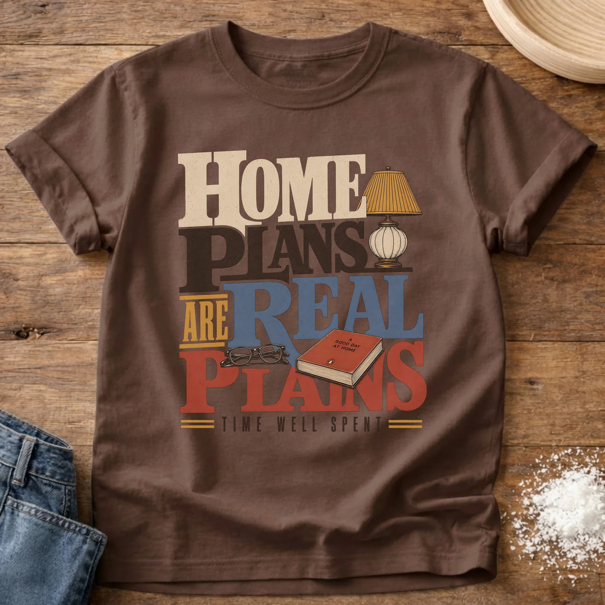 Knead More Fun real plans homebody t-shirt in Espresso