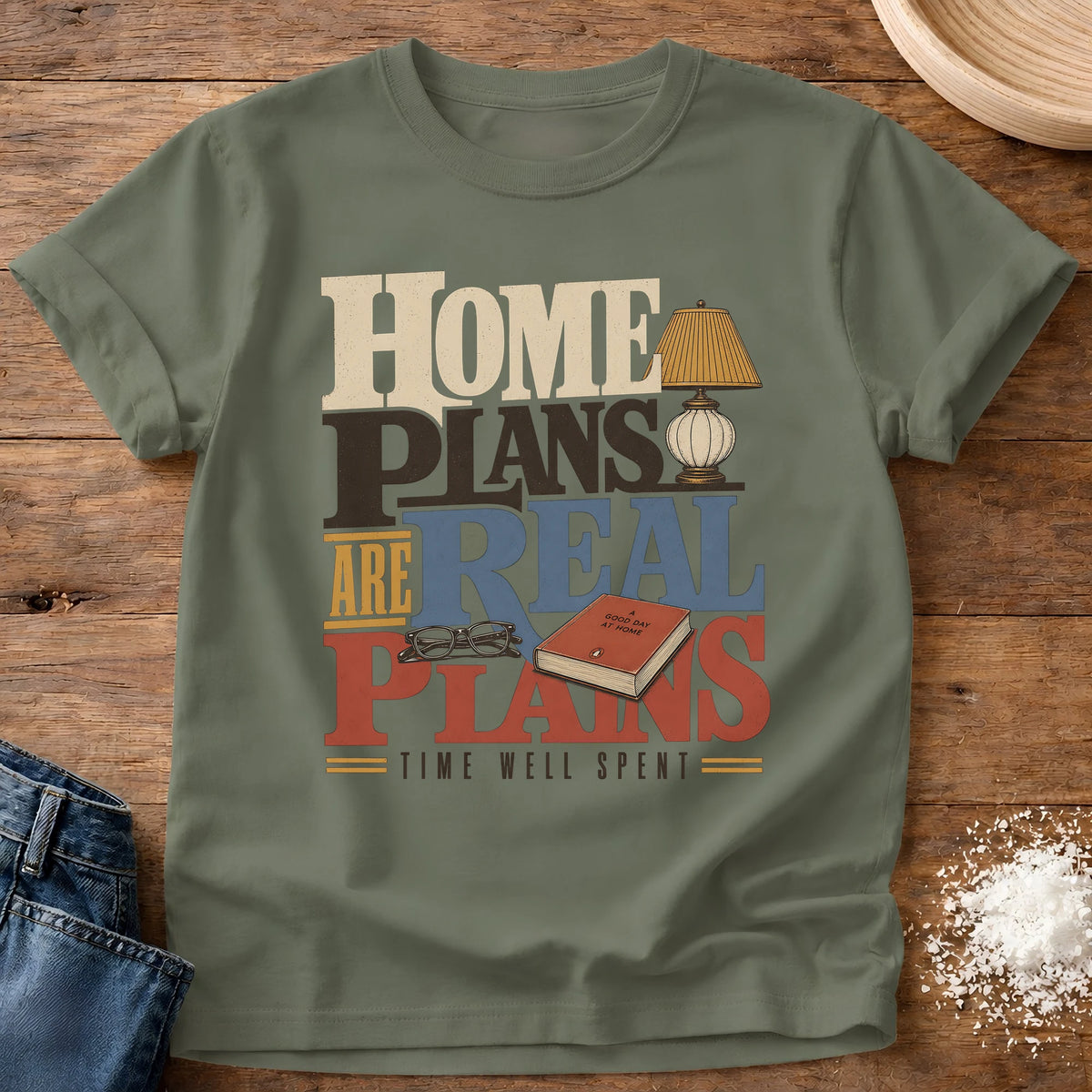 Knead More Fun real plans homebody t-shirt in Moss
