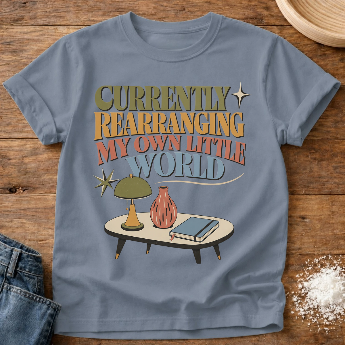 Knead More Fun Rearranging homebody t-shirt in Blue Jean