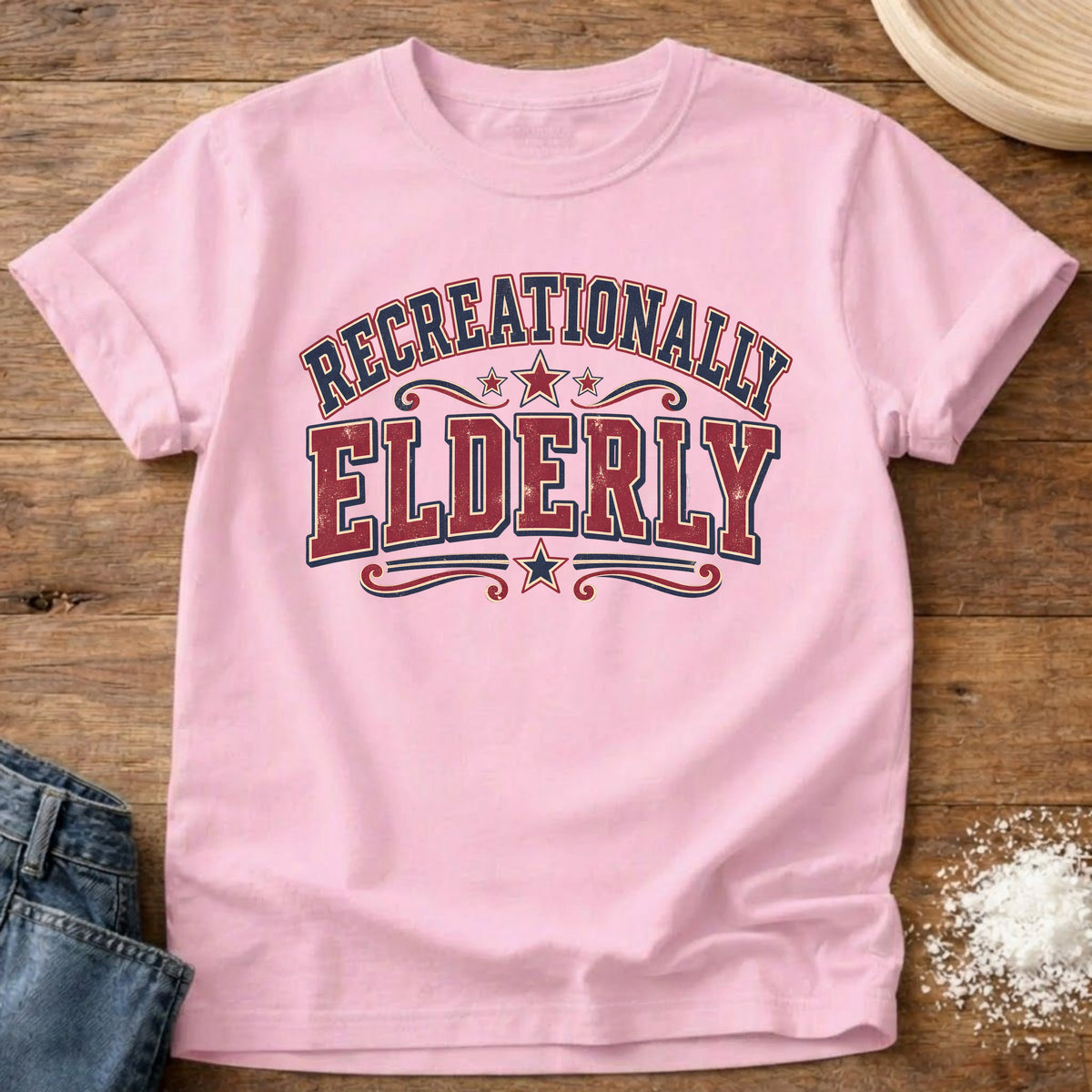 Knead More Fun Recreationally Elderly t-shirt in Blossom