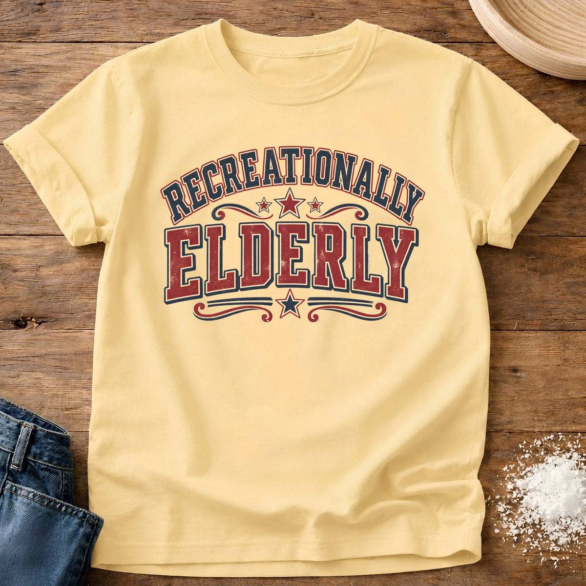 Knead More Fun Recreationally Elderly t-shirt in Butter