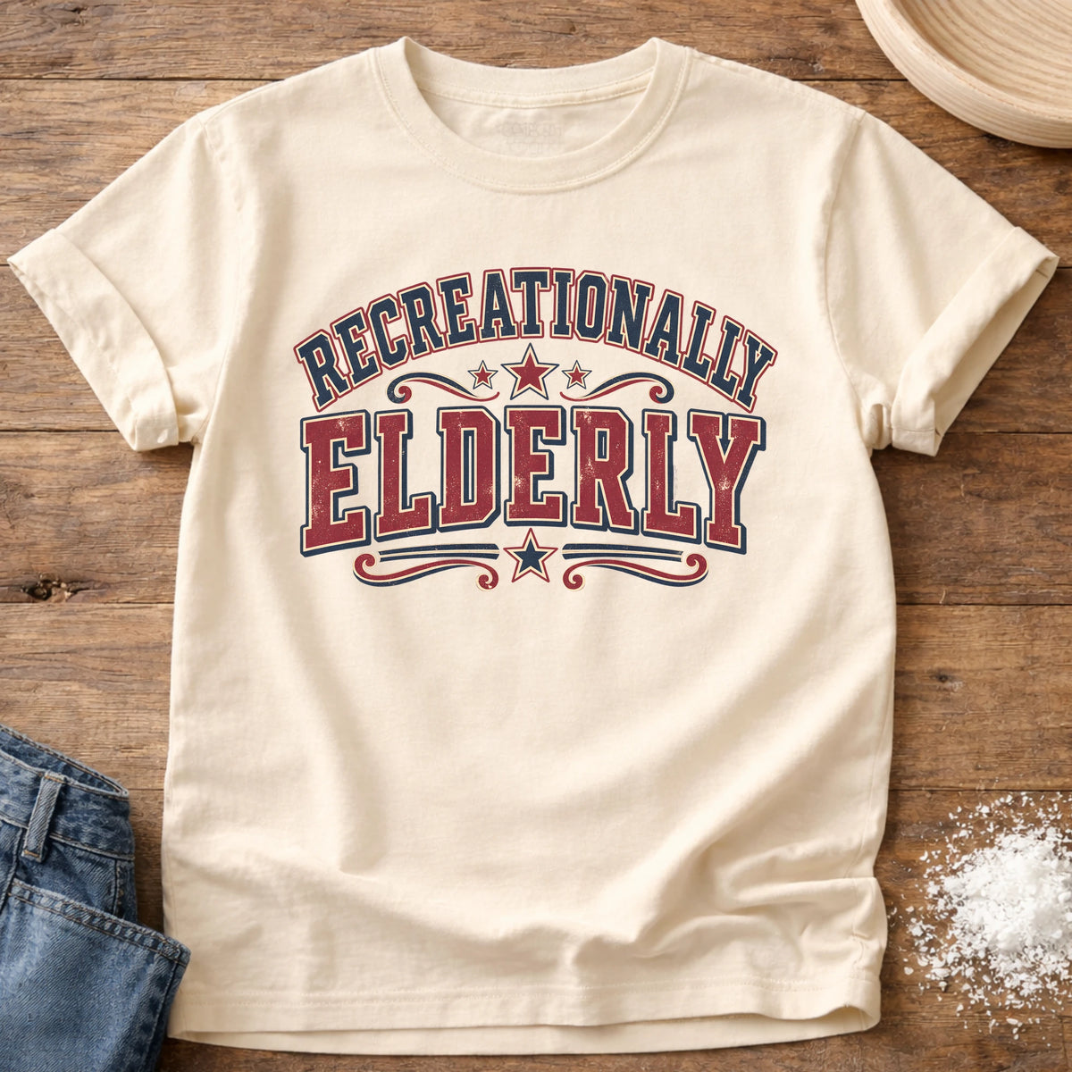 Knead More Fun Recreationally Elderly t-shirt in Ivory