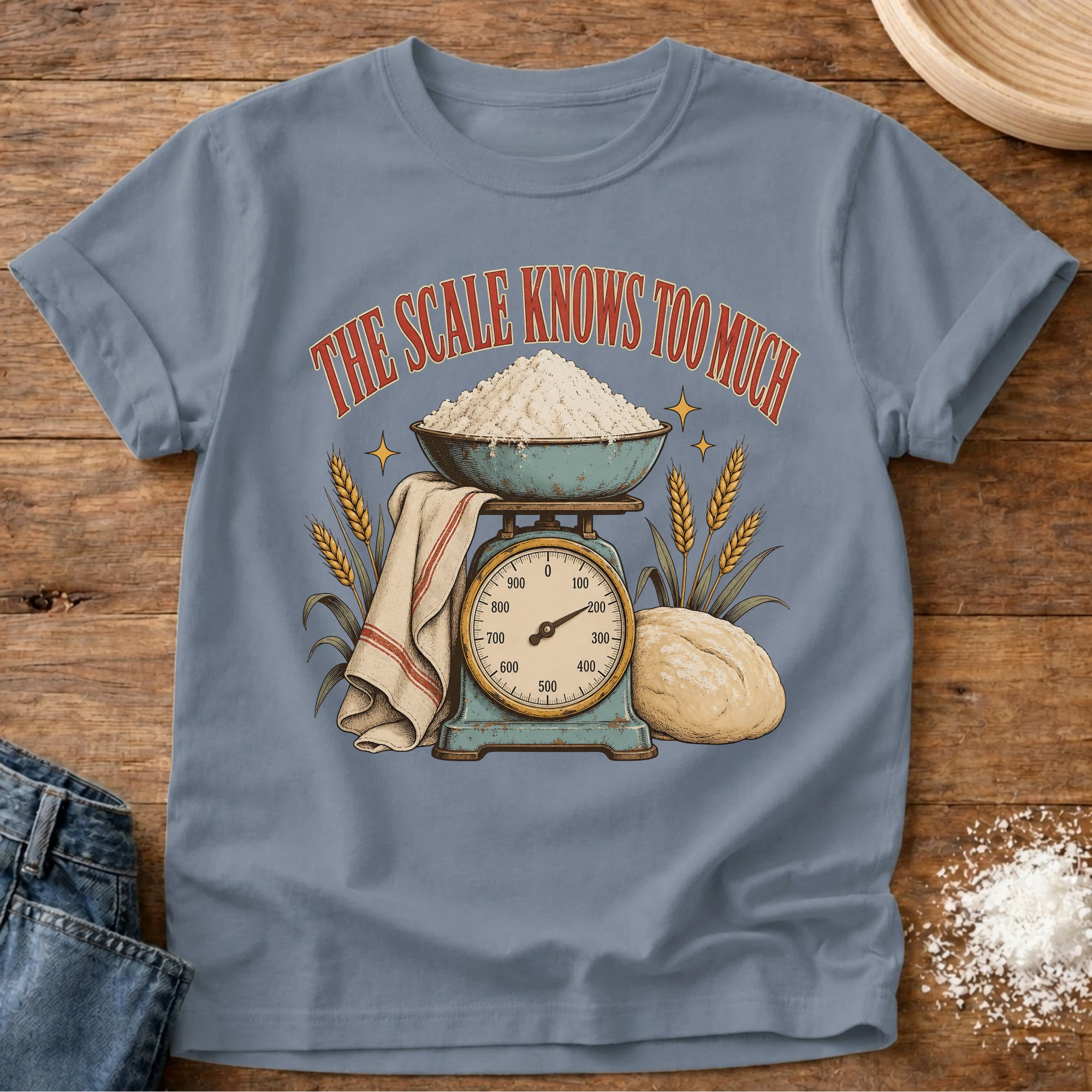 Scale Knows Sourdough T-Shirt Blue Jean