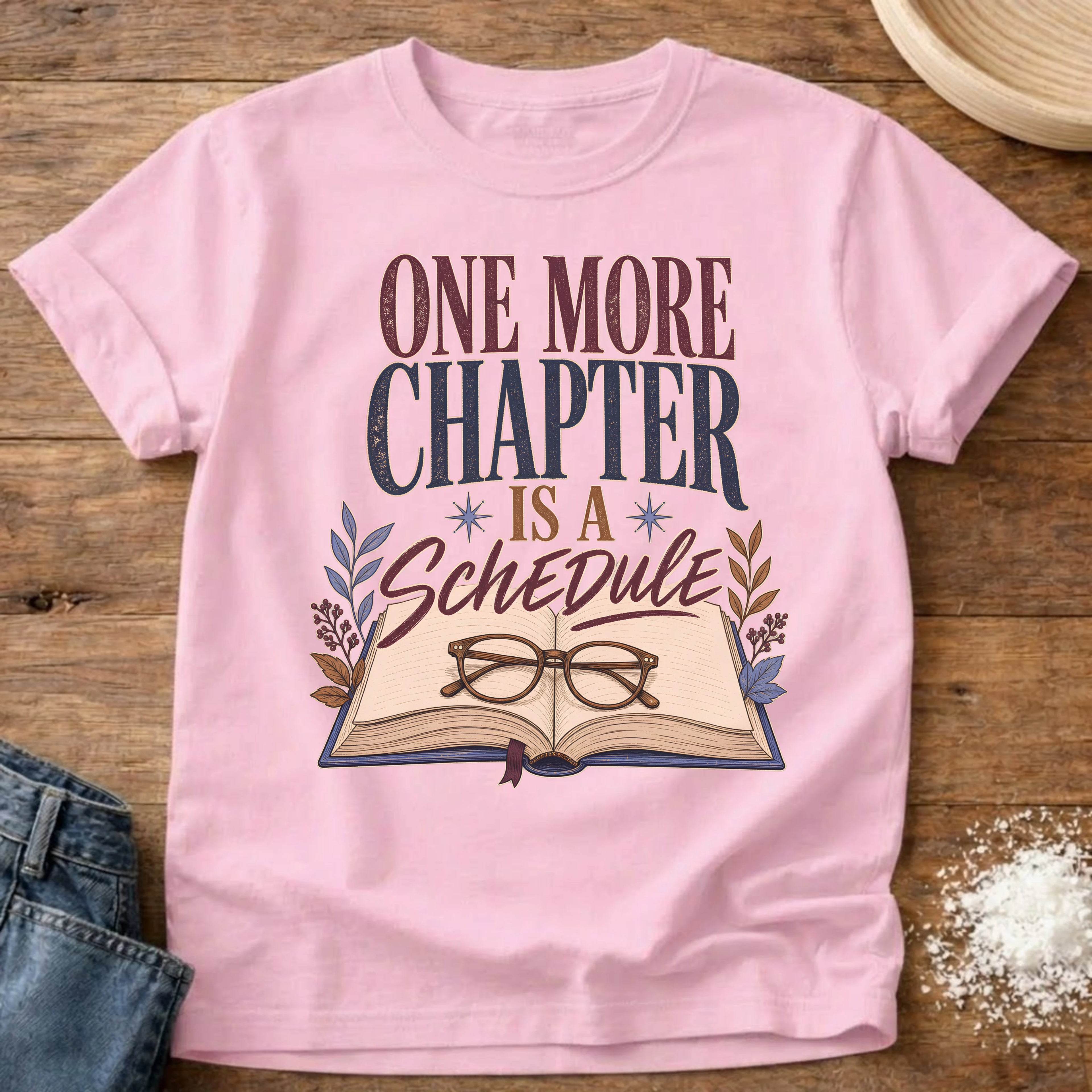 Knead More Fun One More Chapter book lover t-shirt in Blossom