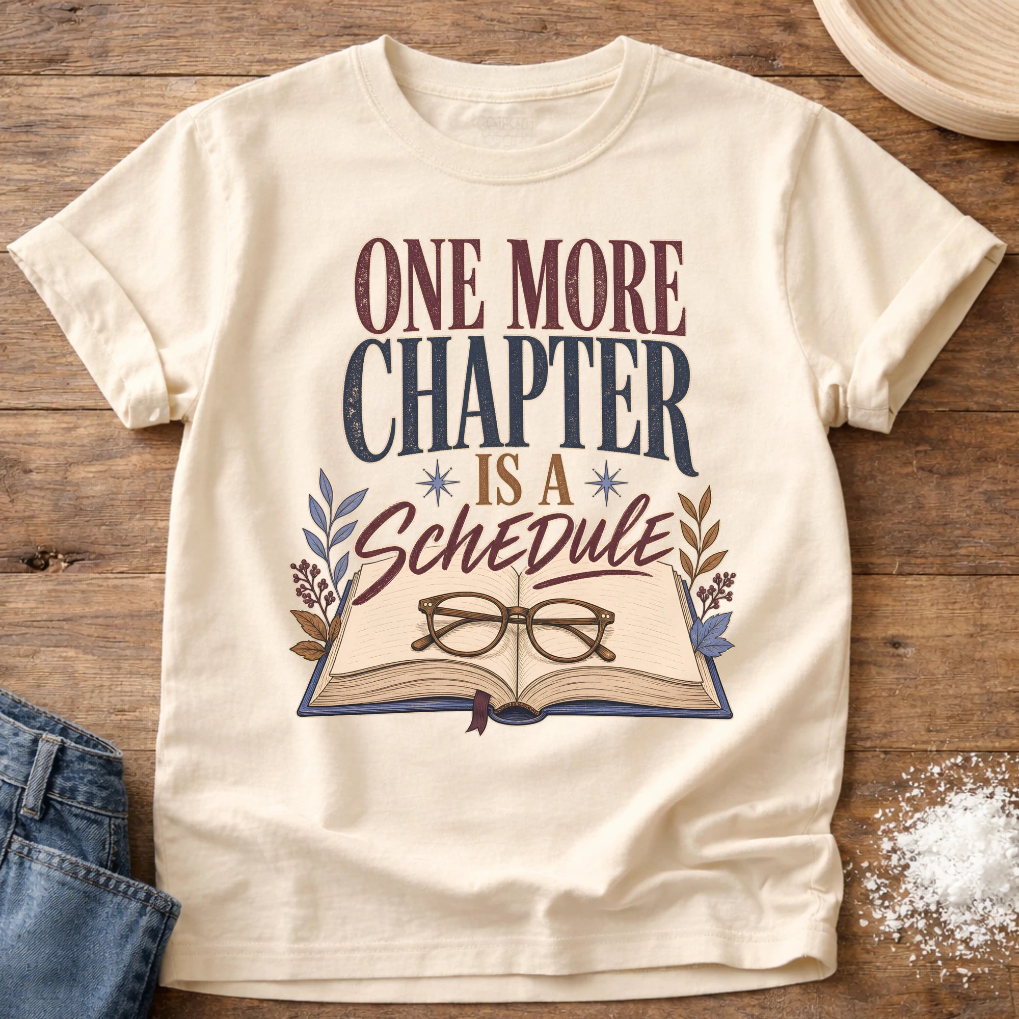 Knead More Fun One More Chapter book lover t-shirt in Ivory